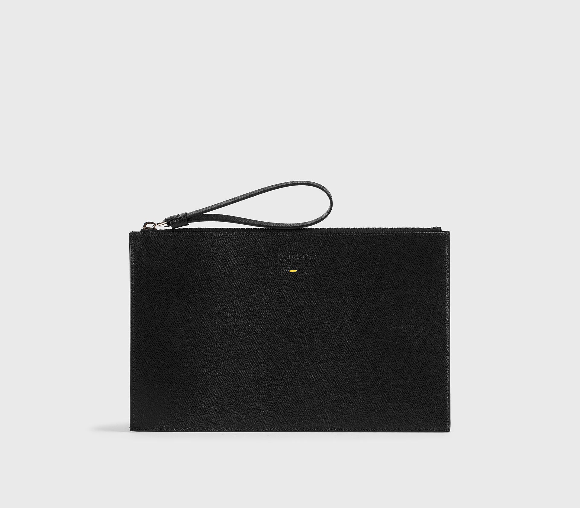 Pochette porta documenti in pelle palmellata nera