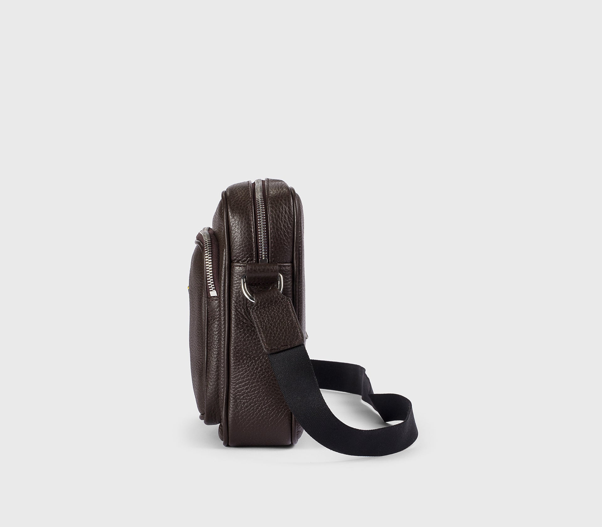“Chocolate” brown tumbled leather crossbody bag