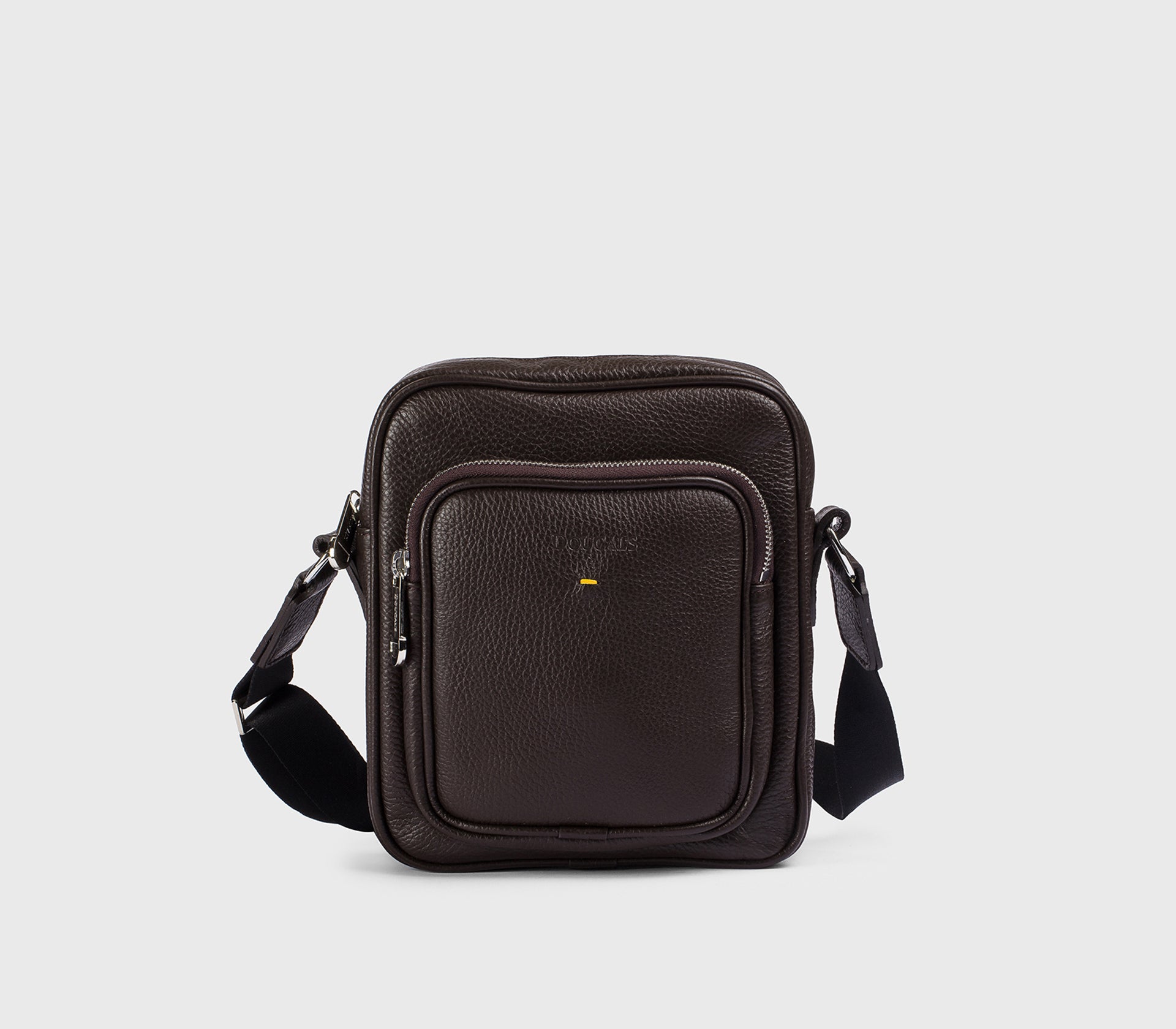 “Chocolate” brown tumbled leather crossbody bag