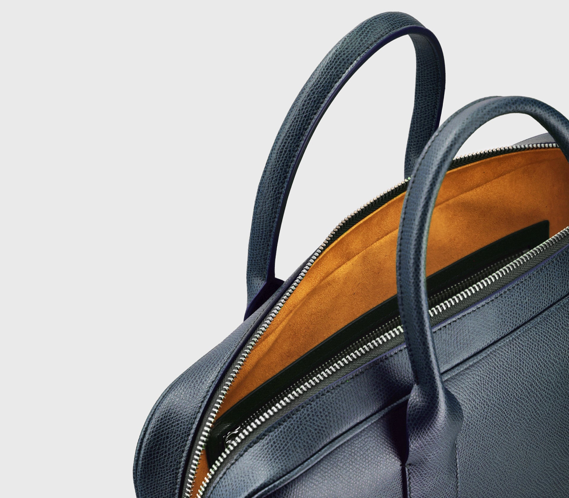 Navy Palmellato leather “Catch” bag