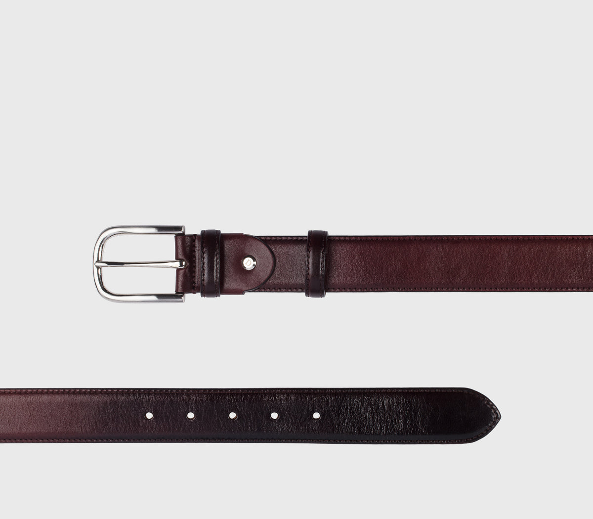 Adjustable burgundy leather belt