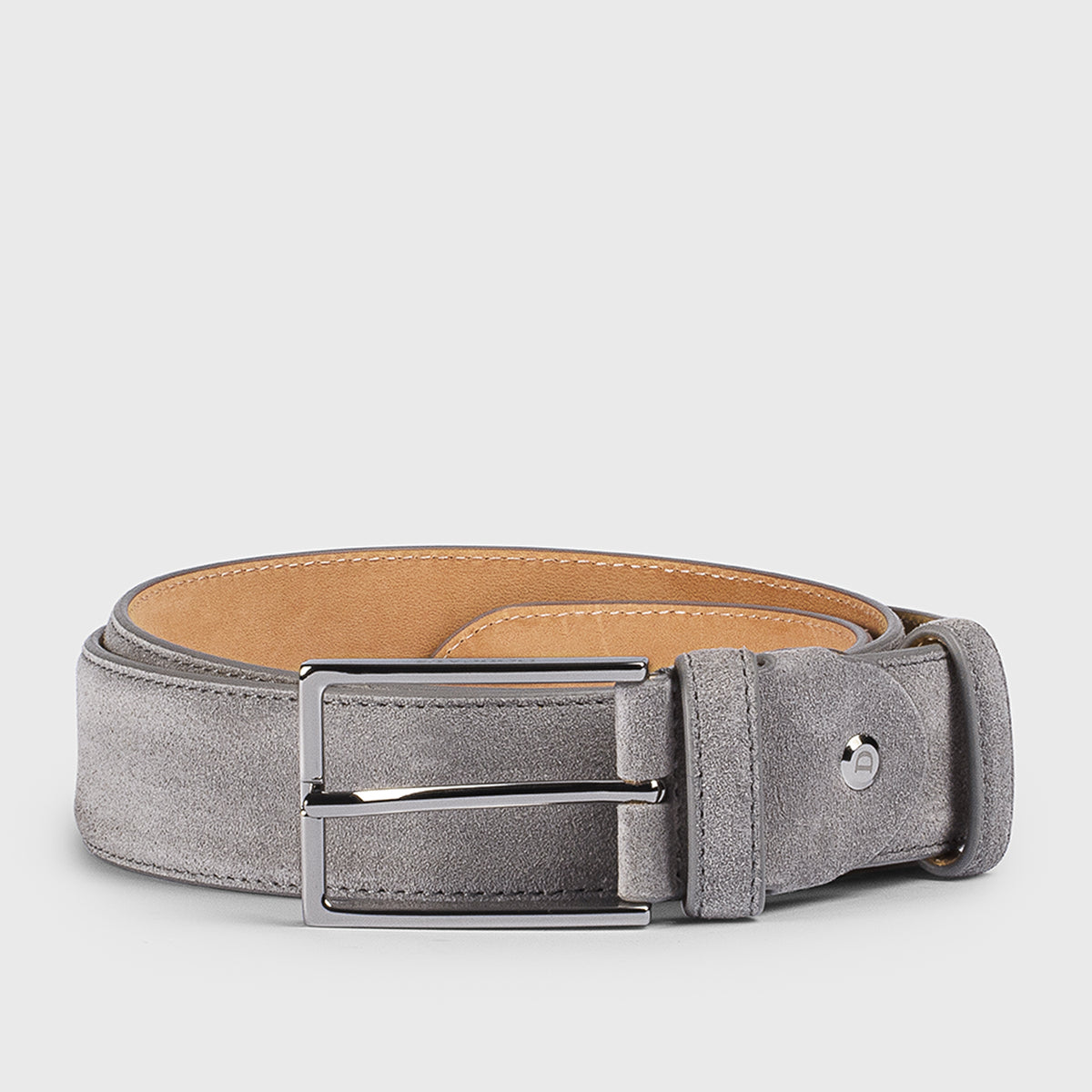 C Wonder Gray Suede belt with Gold Tone Accents Johnnie-O Vintage Suede Belt JMBL1610 – Giovanni main image 2