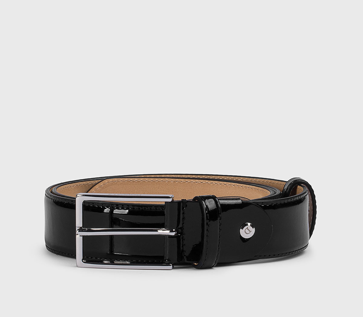 Verstellbarer Gürtel aus schwarzem Lackleder