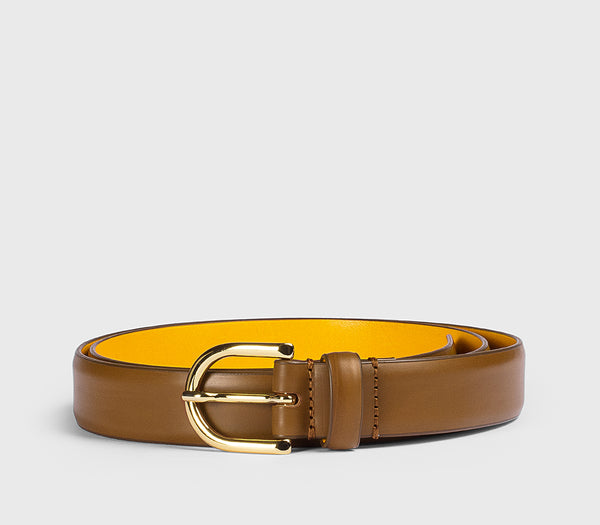 お歳暮 人気 オシャレ Men's adjustable leather belt with “D” logo | tan - Doucal's 小物