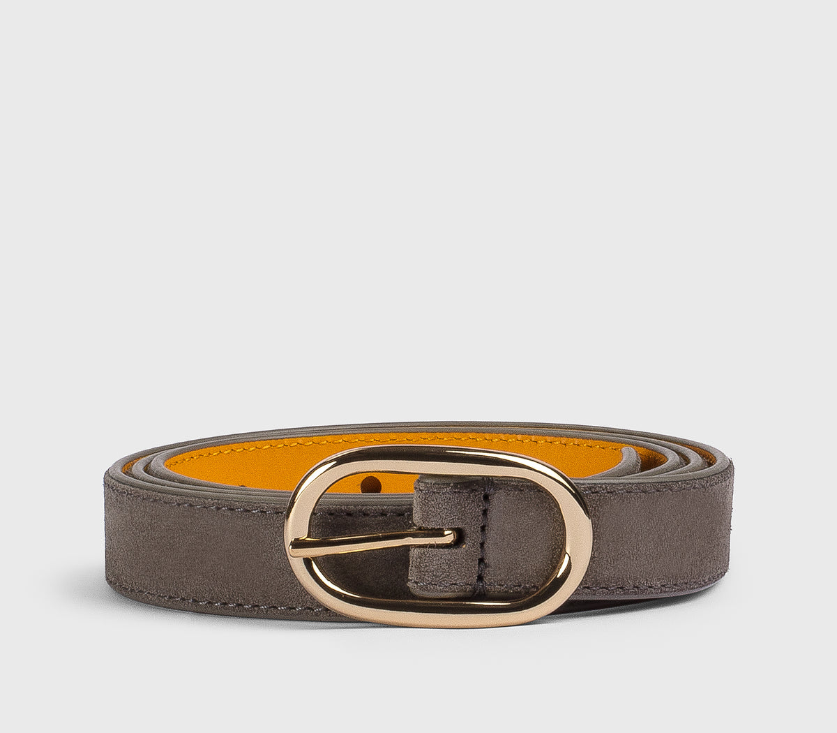 Adjustable espresso-coloured suede belt