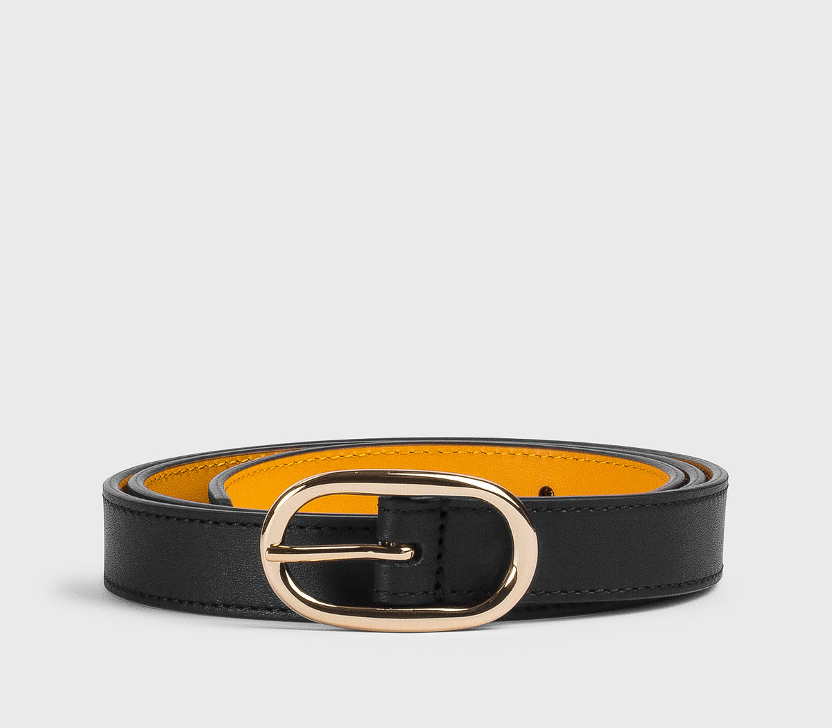 Adjustable black leather belt