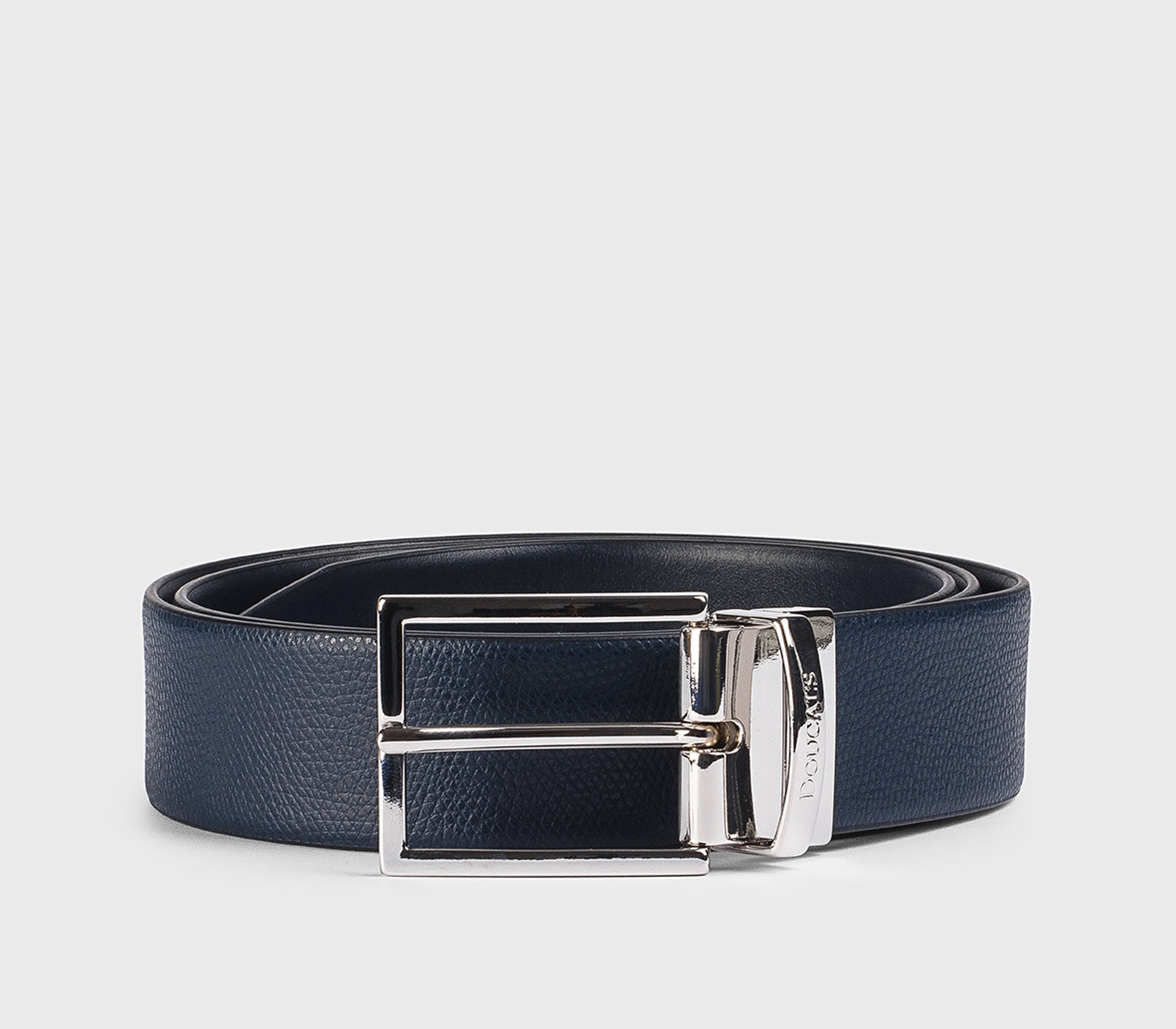 Ceinture en cuir Palmellato bleu marine avec boucle carrée