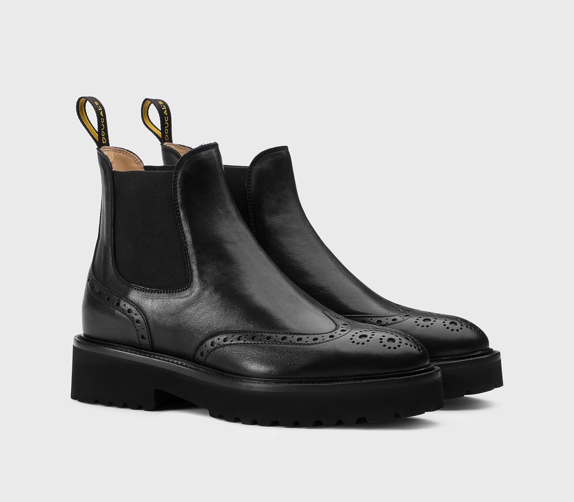 Wingtip-Damenstiefelette, Modell Beatles, aus Leder | Schwarz 