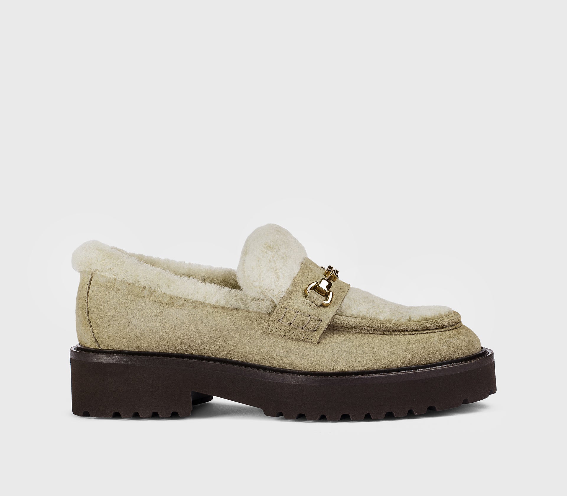 Mocassino da donna in suede e montone | sabbia - Doucal's
