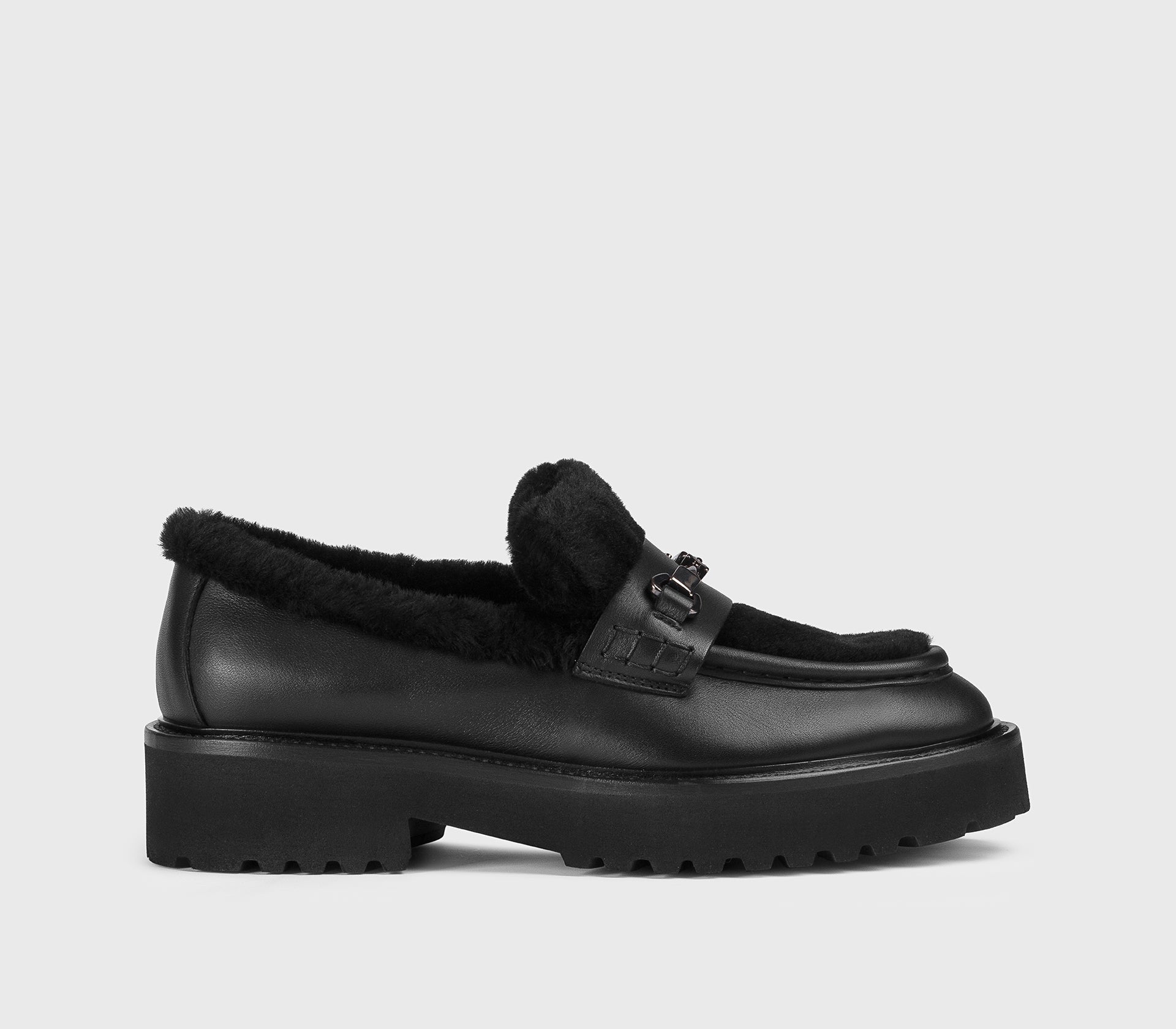 Mocassino da donna in pelle e montone | nero - Doucal's