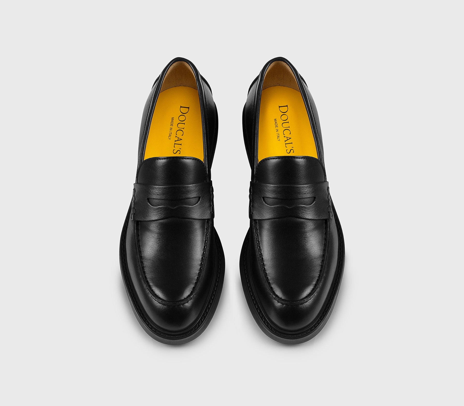Black leather loafer