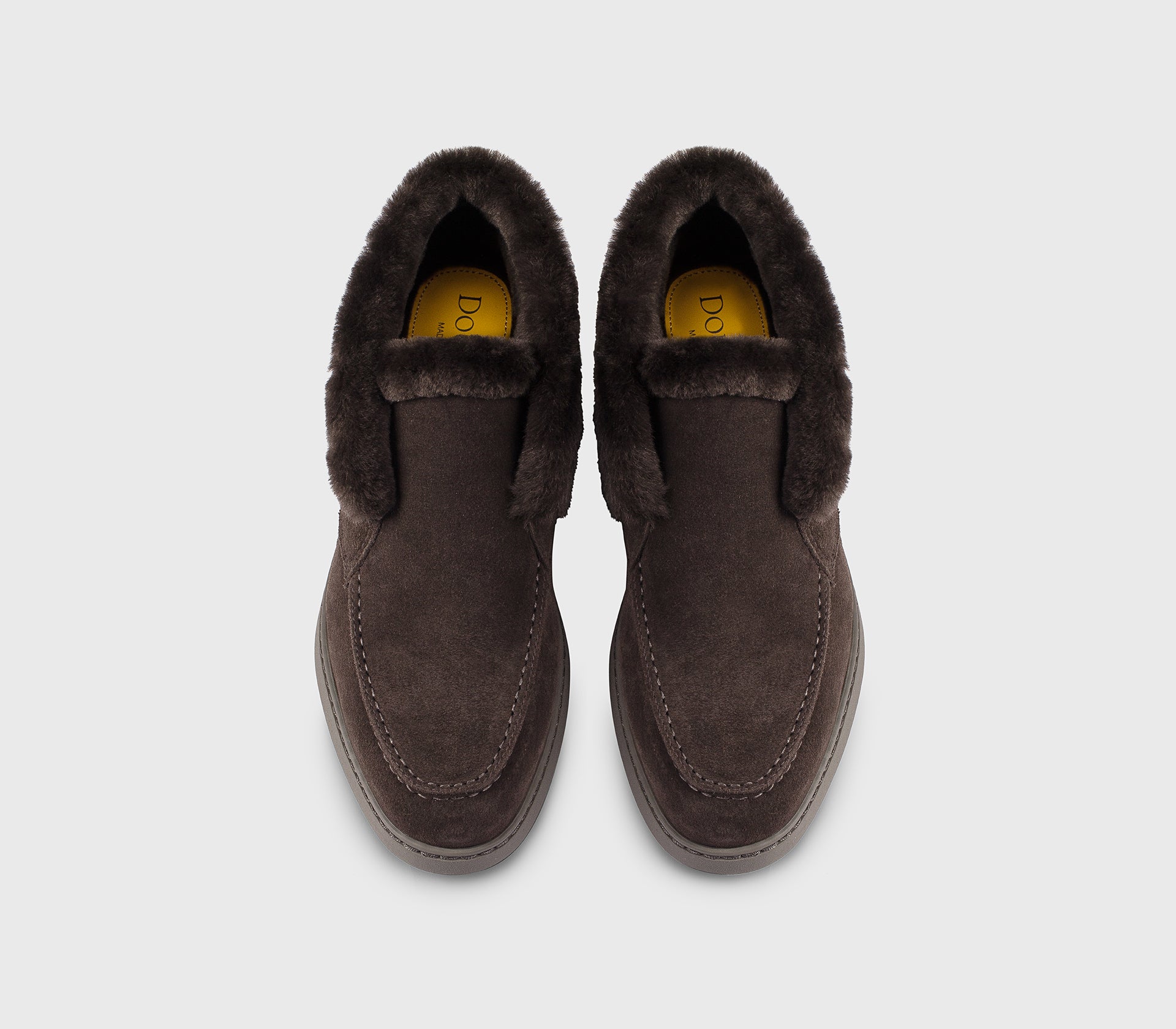 Mahogany suede desert boot with fur detail