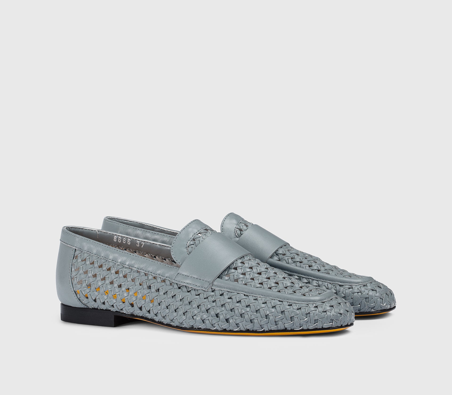 “Haven” blue openwork leather loafer
