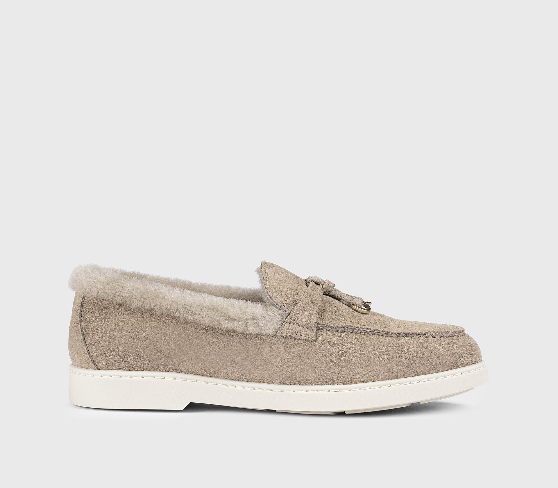 Mocassino da donna in suede e montone | sabbia - Doucal's