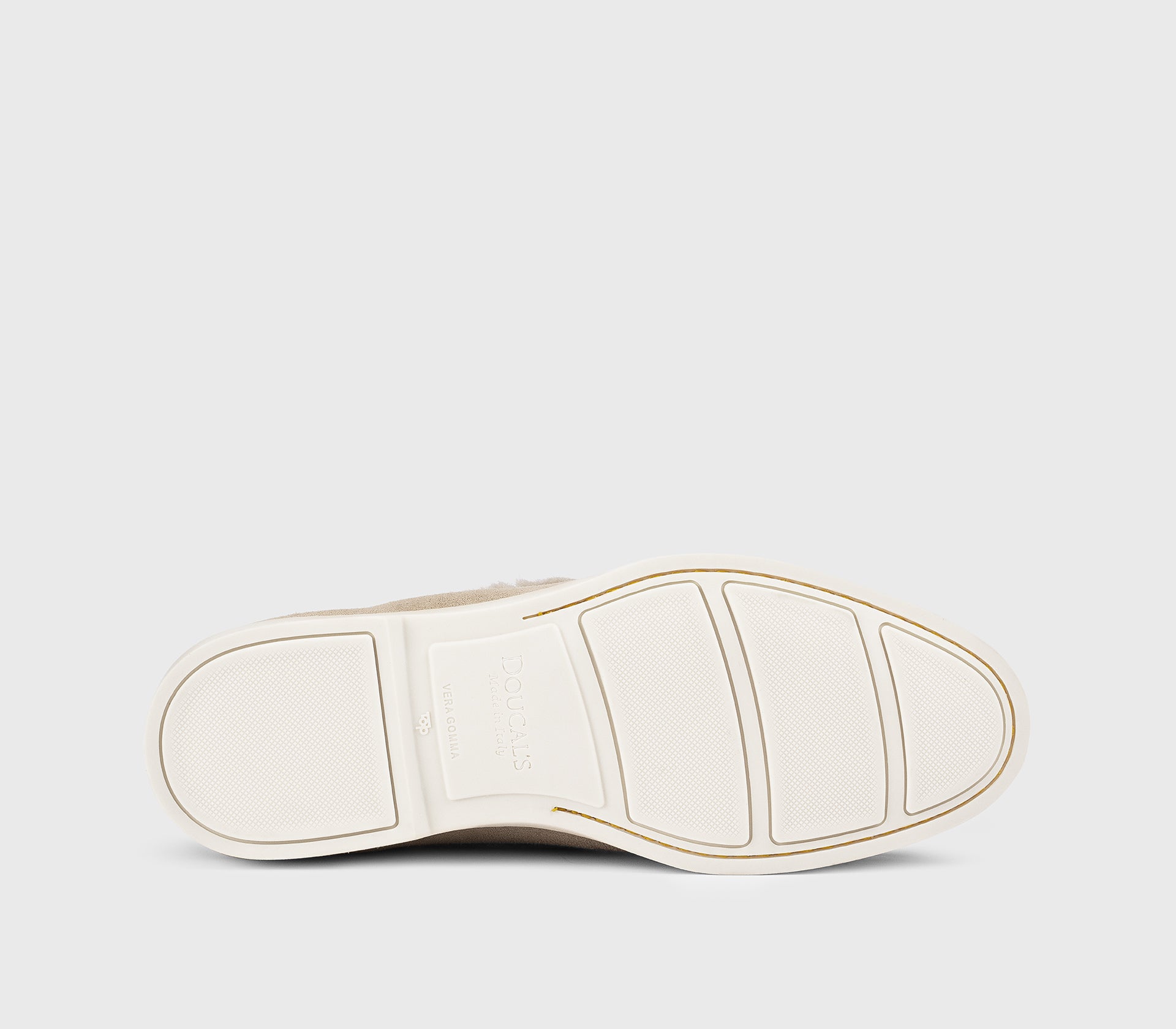 Sand-coloured suede and sheepskin loafer