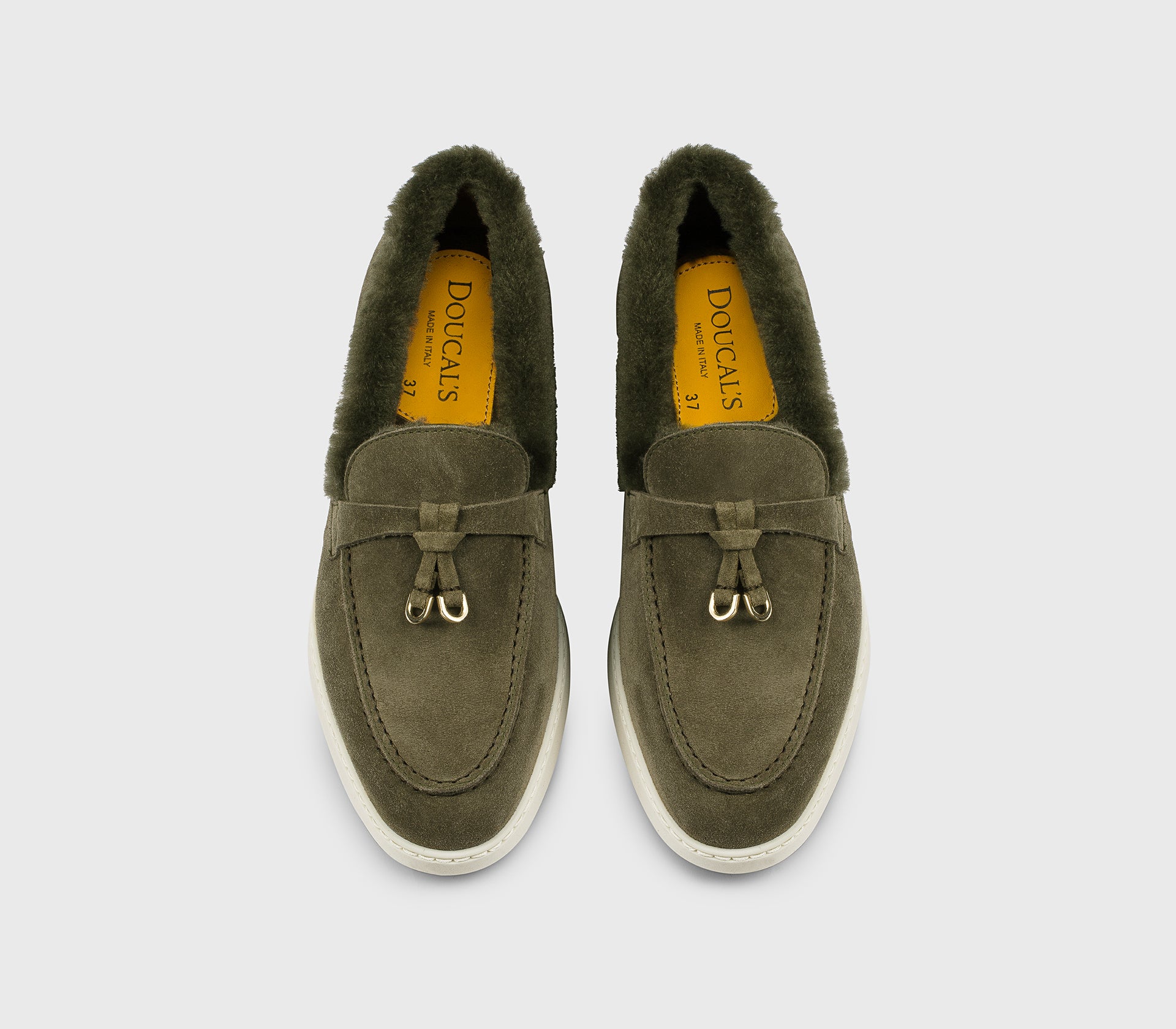DD8733EDO-UM252GV37 - Mocassino in suede e montone verde "origano"