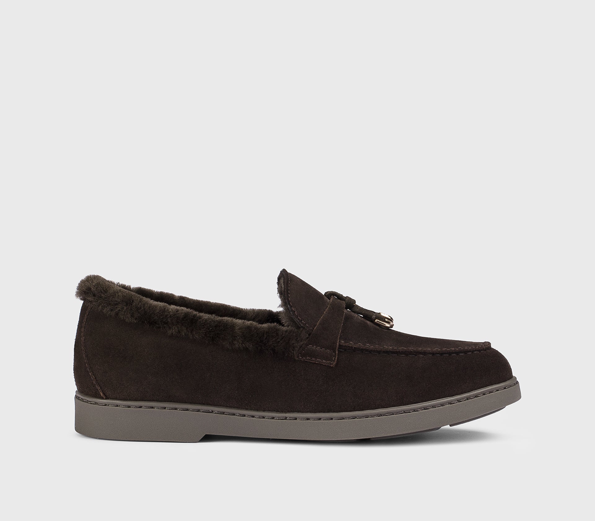 Mocassino da donna in suede e montone |mogano - Doucal's