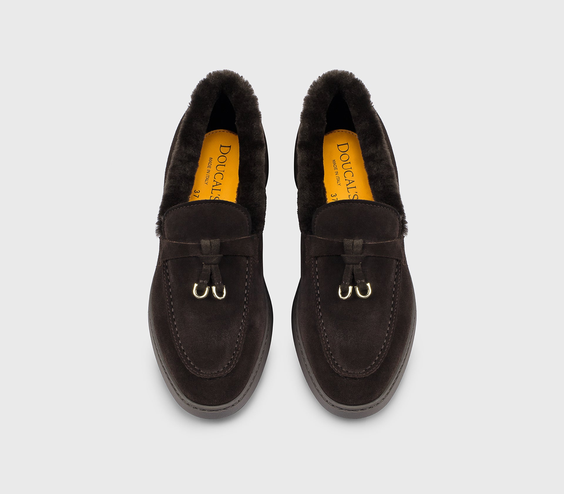 Mahogany suede and sheepskin loafer