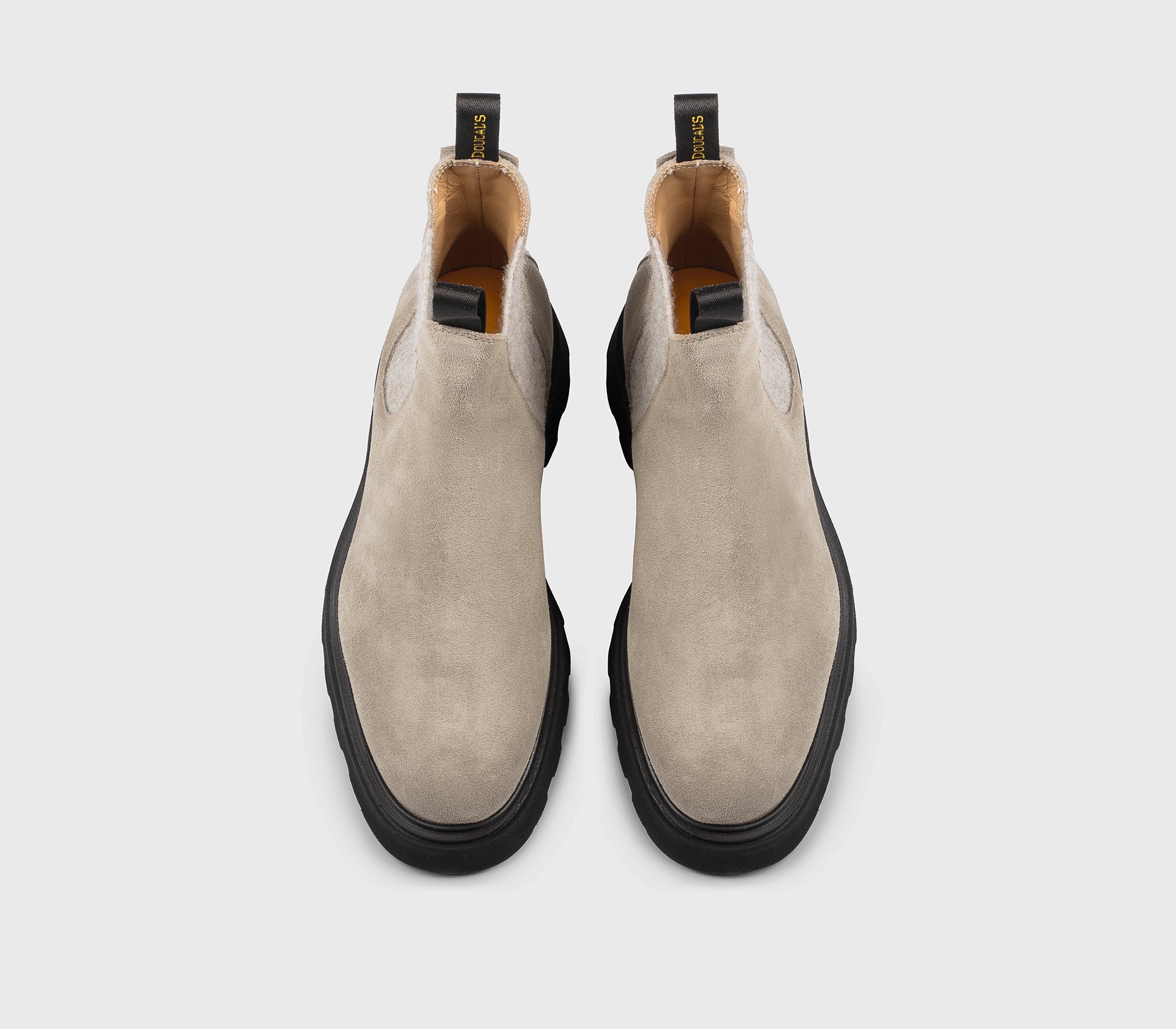 Sand-coloured suede ankle boot