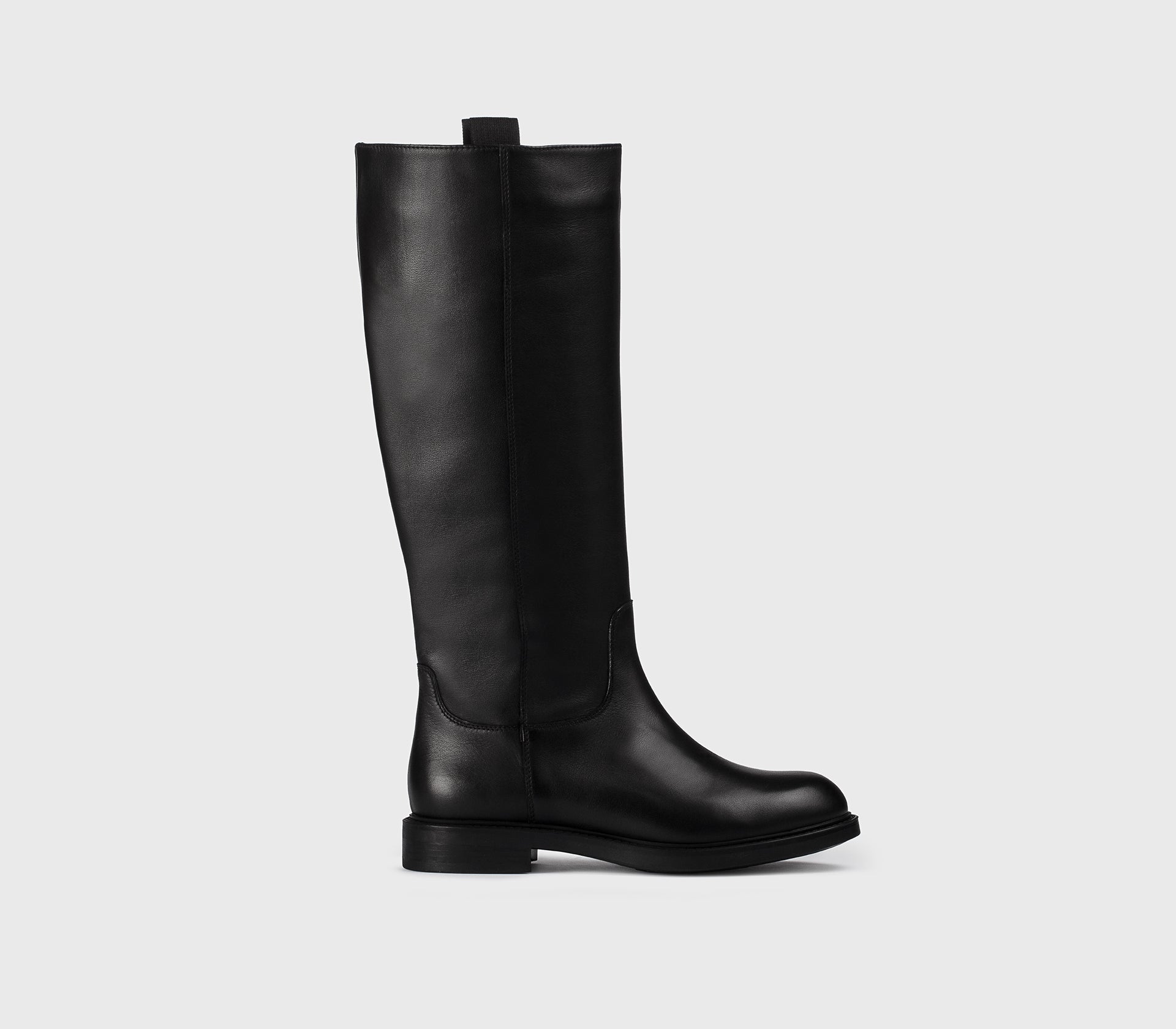 Schwarzer Lederstiefel