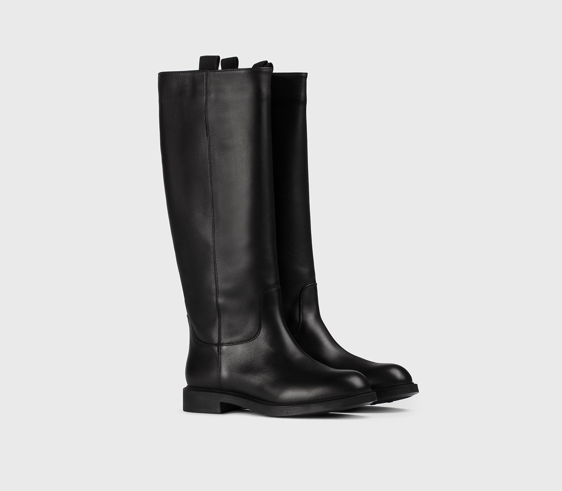 Schwarzer Lederstiefel