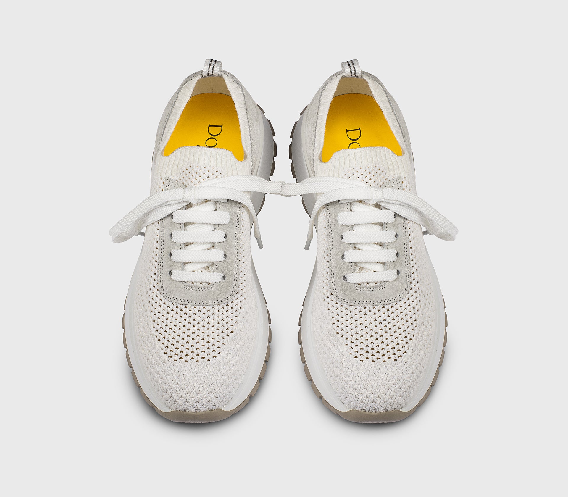 Кроссовки из технической ткани и замши, белые гессо