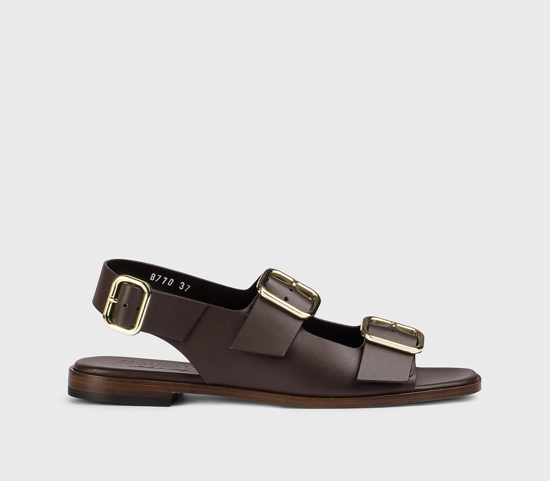 “Coffee” brown leather sandal with buckles