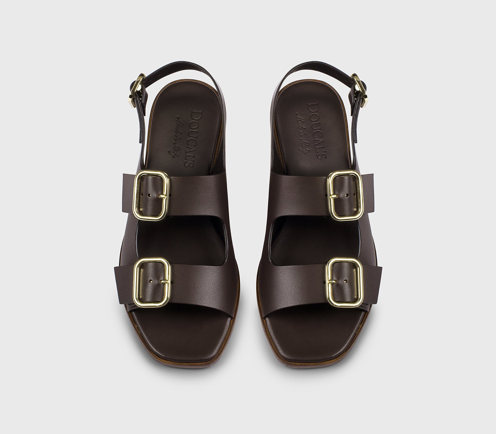 “Coffee” brown leather sandal with buckles