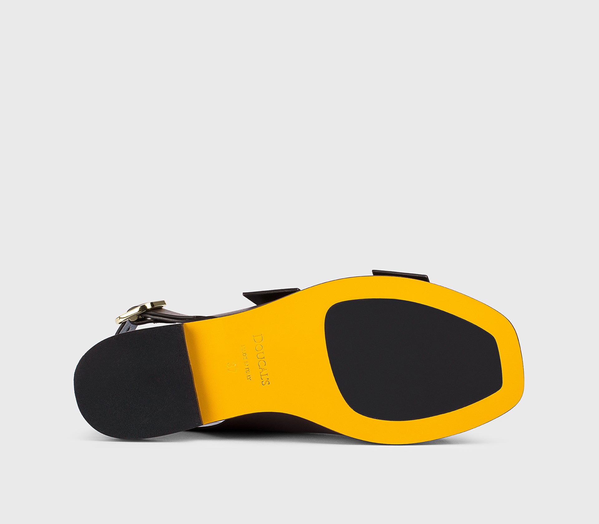 Sandale à boucles en cuir marron café