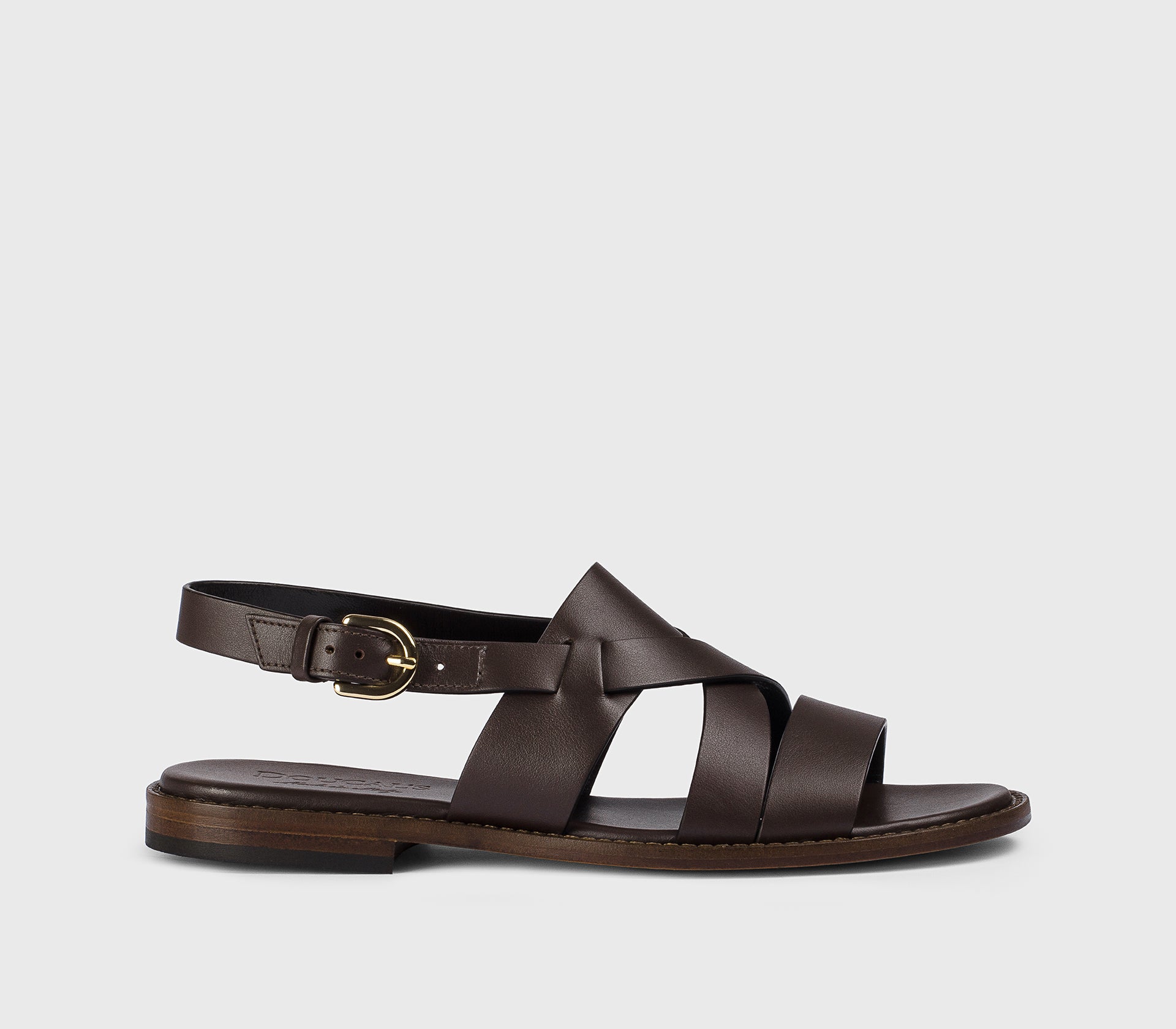 “Coffee” brown leather multi-strap sandal