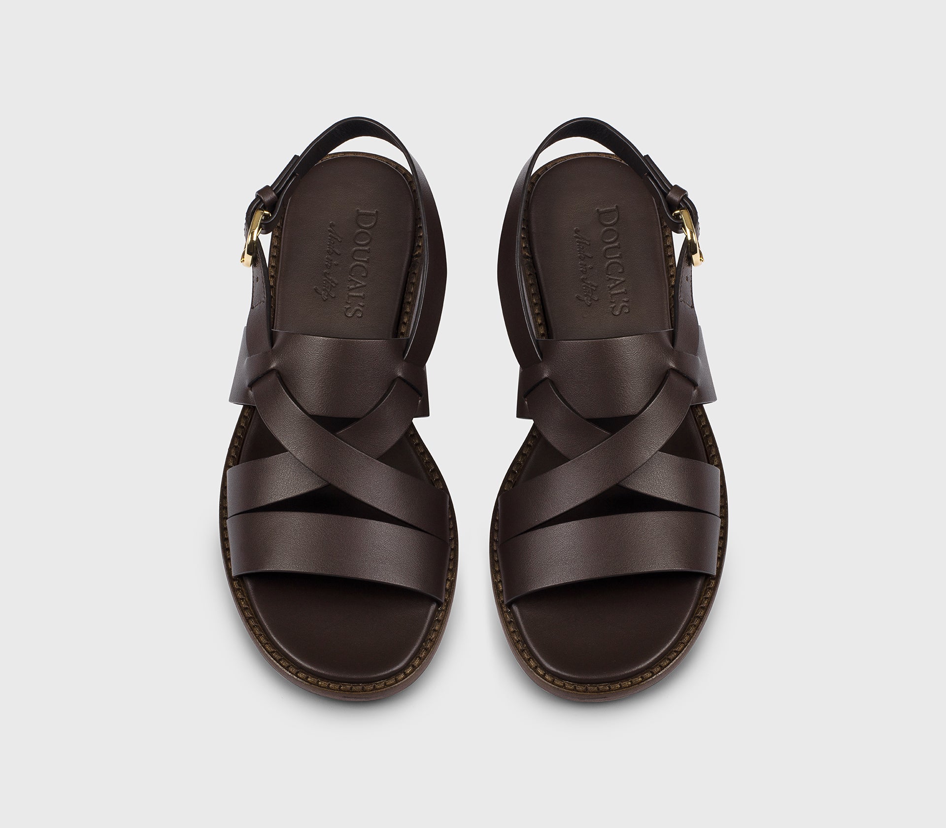 “Coffee” brown leather multi-strap sandal