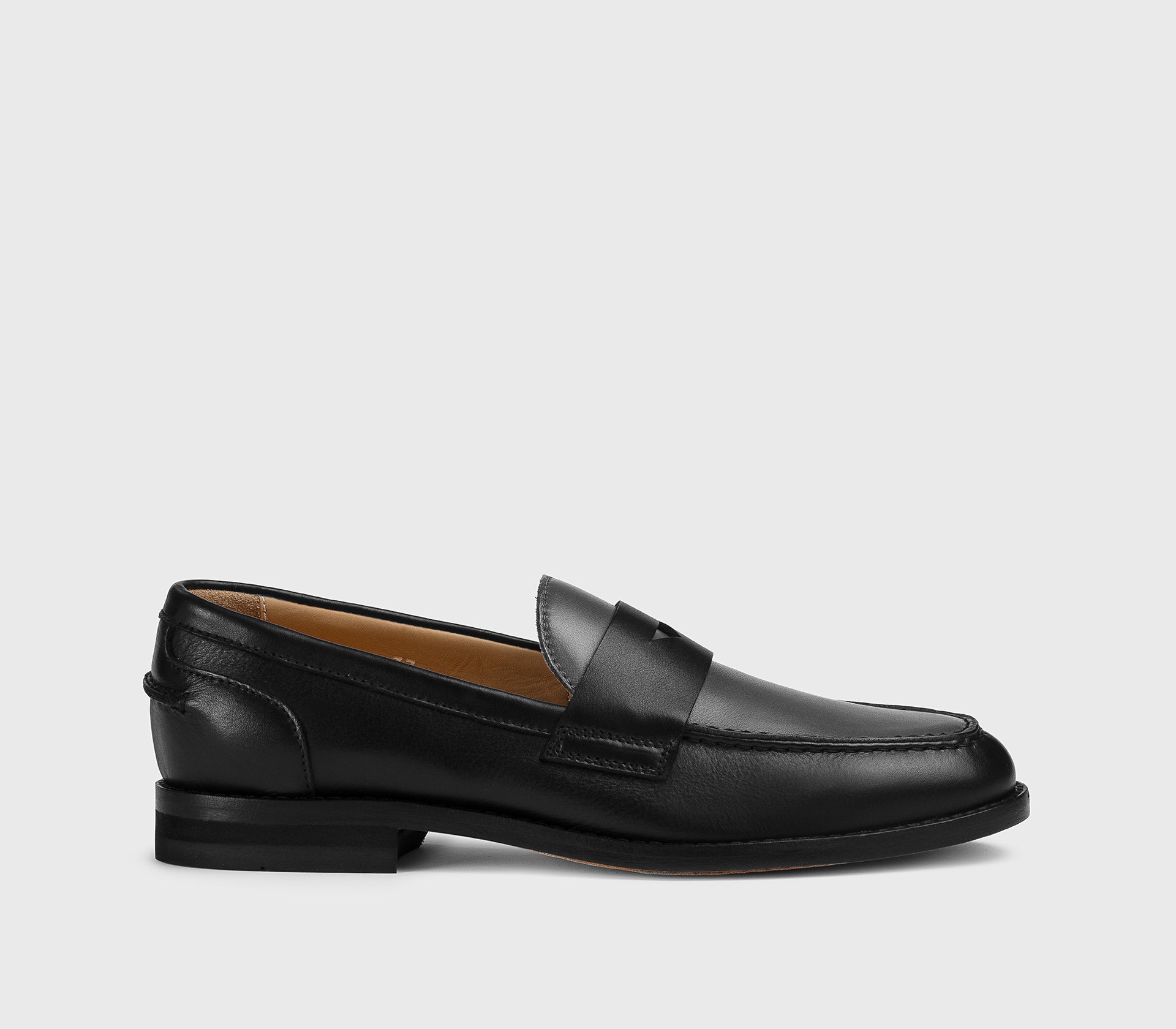 Two-tone black and dark grey leather loafer