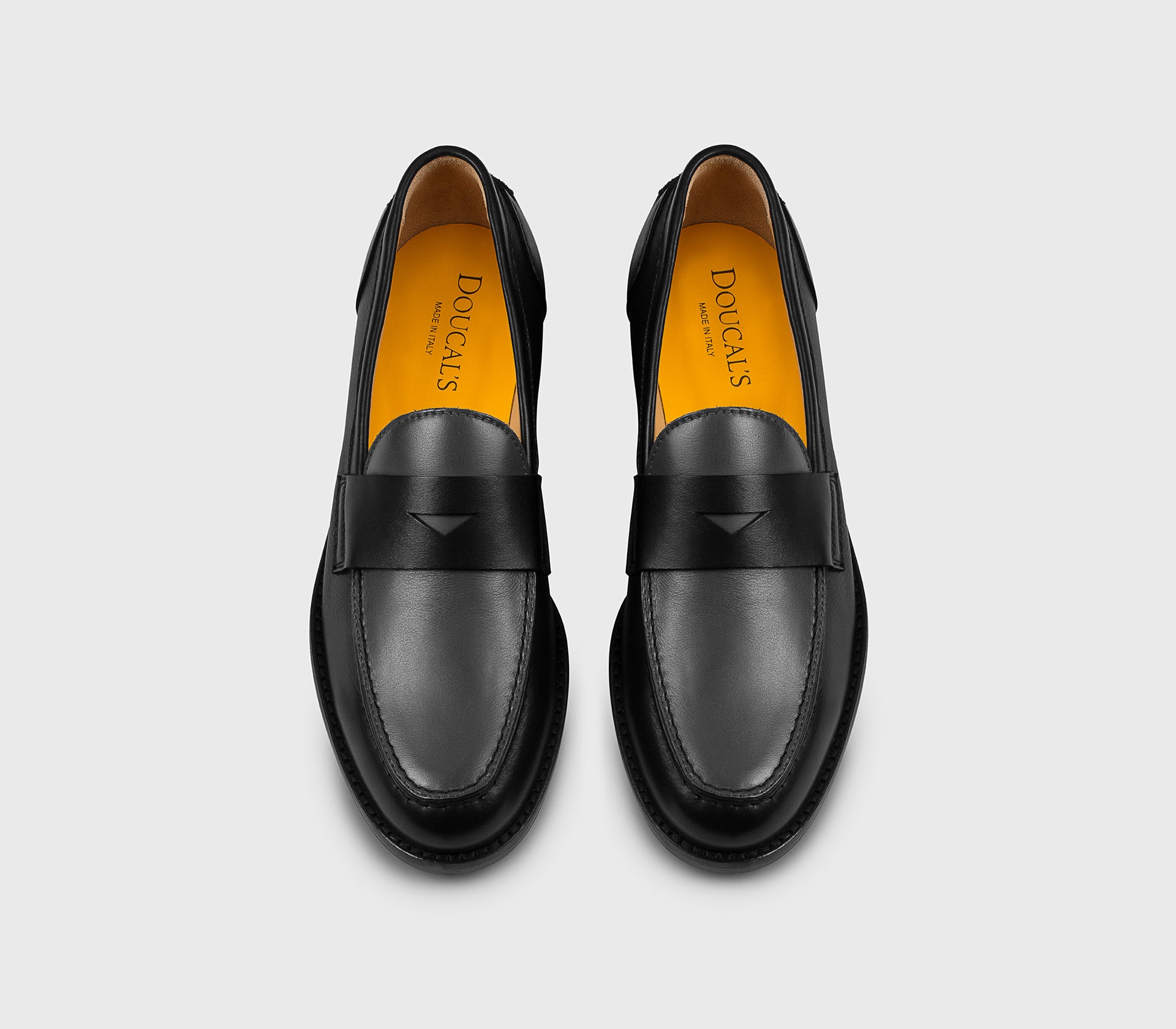 Two-tone black and dark grey leather loafer