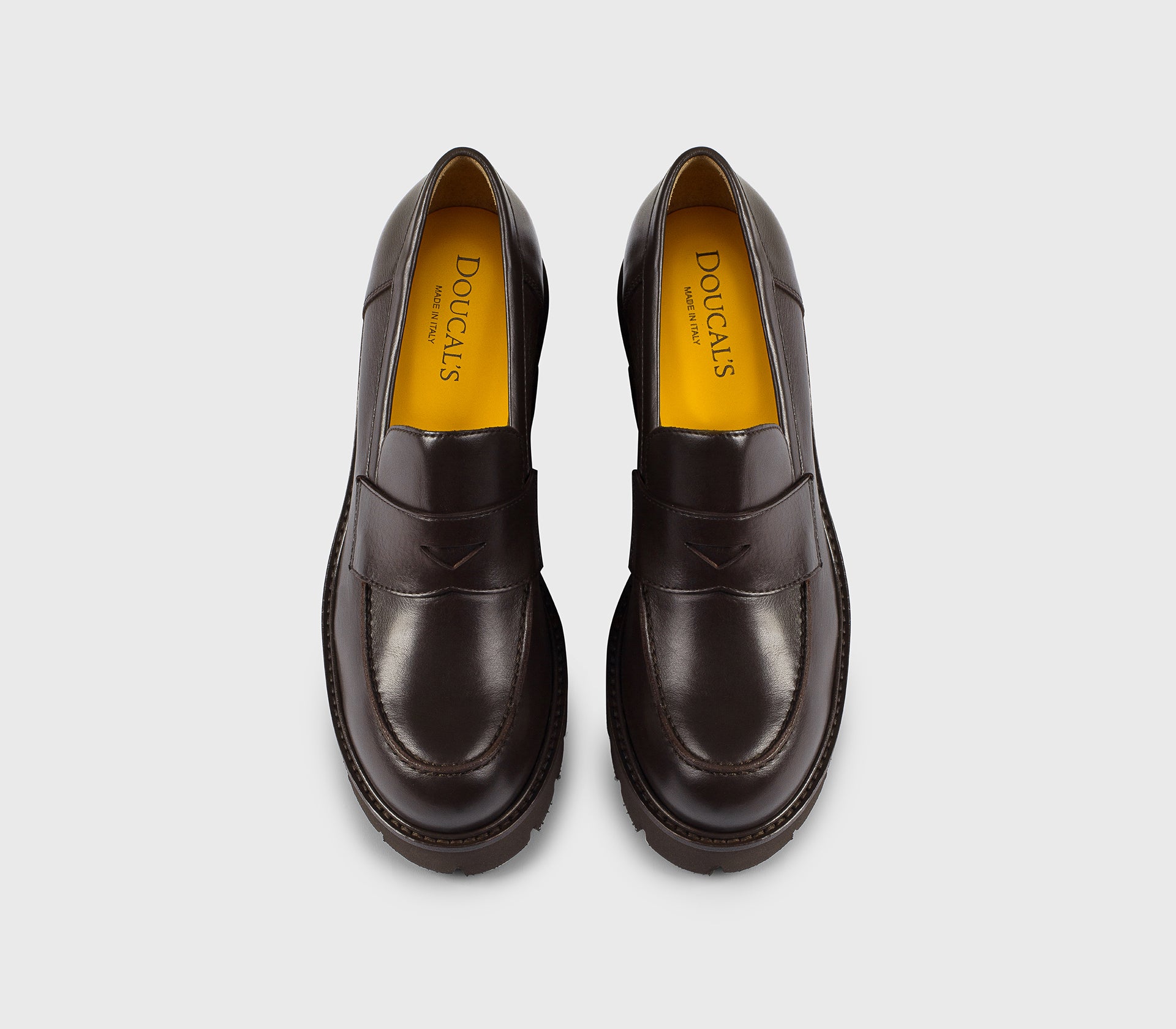 Mahogany leather wide-heeled loafer