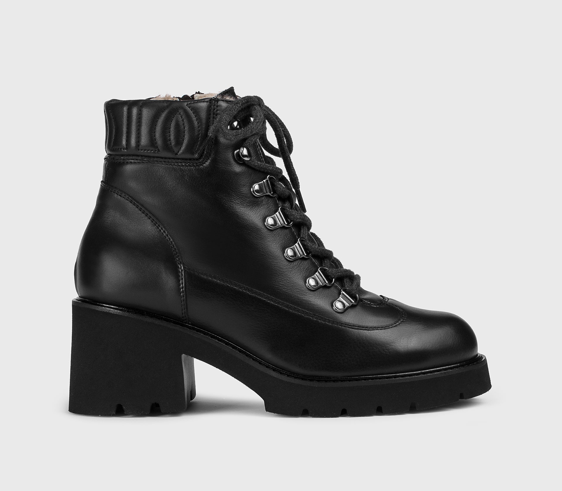 Black leather ankle boot