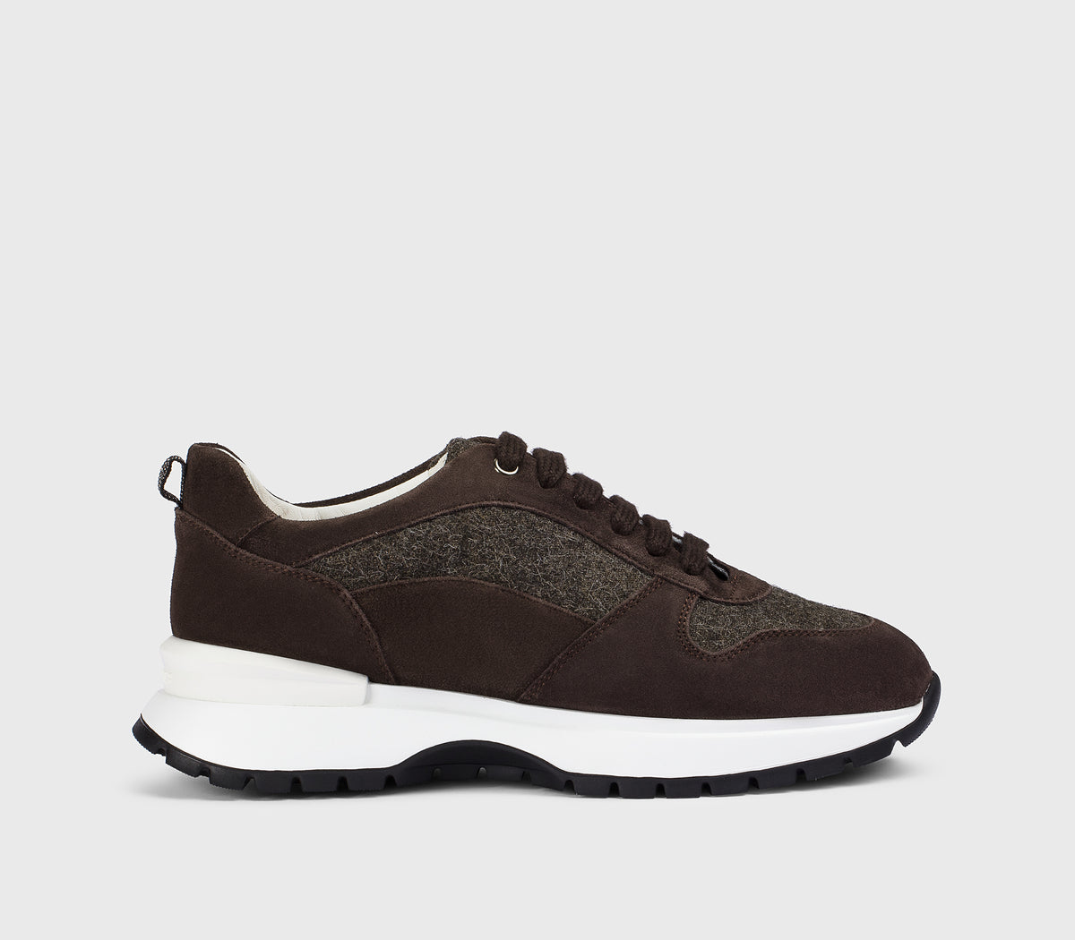 Sneaker bi-matière acajou