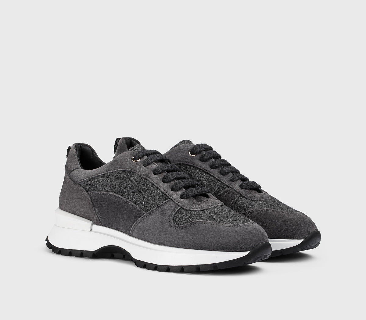 Sneaker bi-matière gris « ardoise »