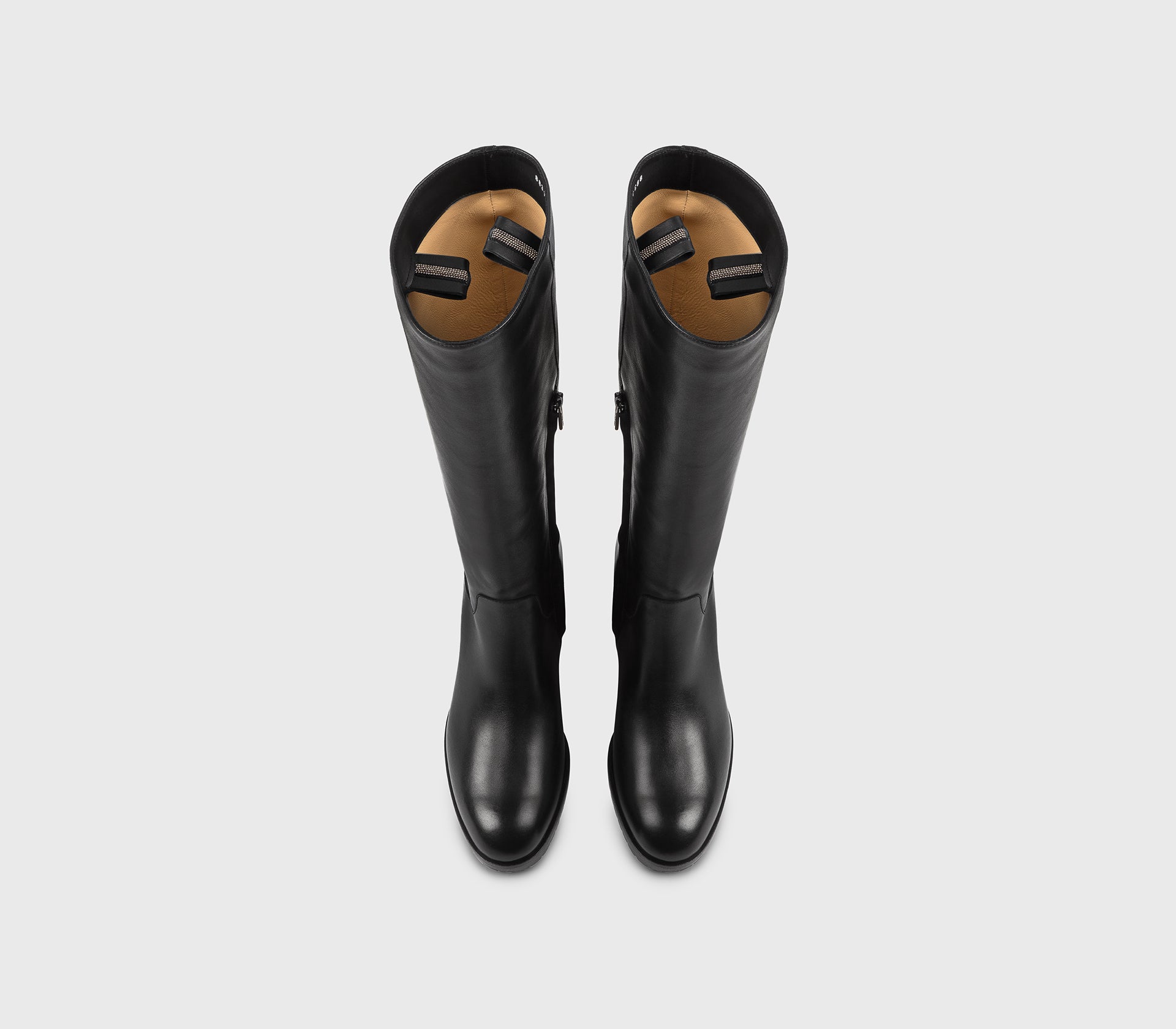 Stiefel mit Absatz aus schwarzem Leder