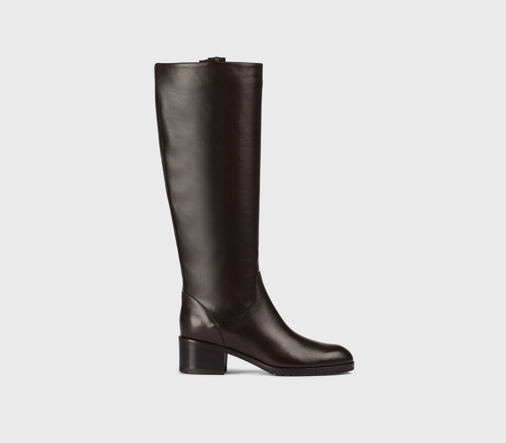 Stiefel mit Absatz aus mahagonifarbenem Leder