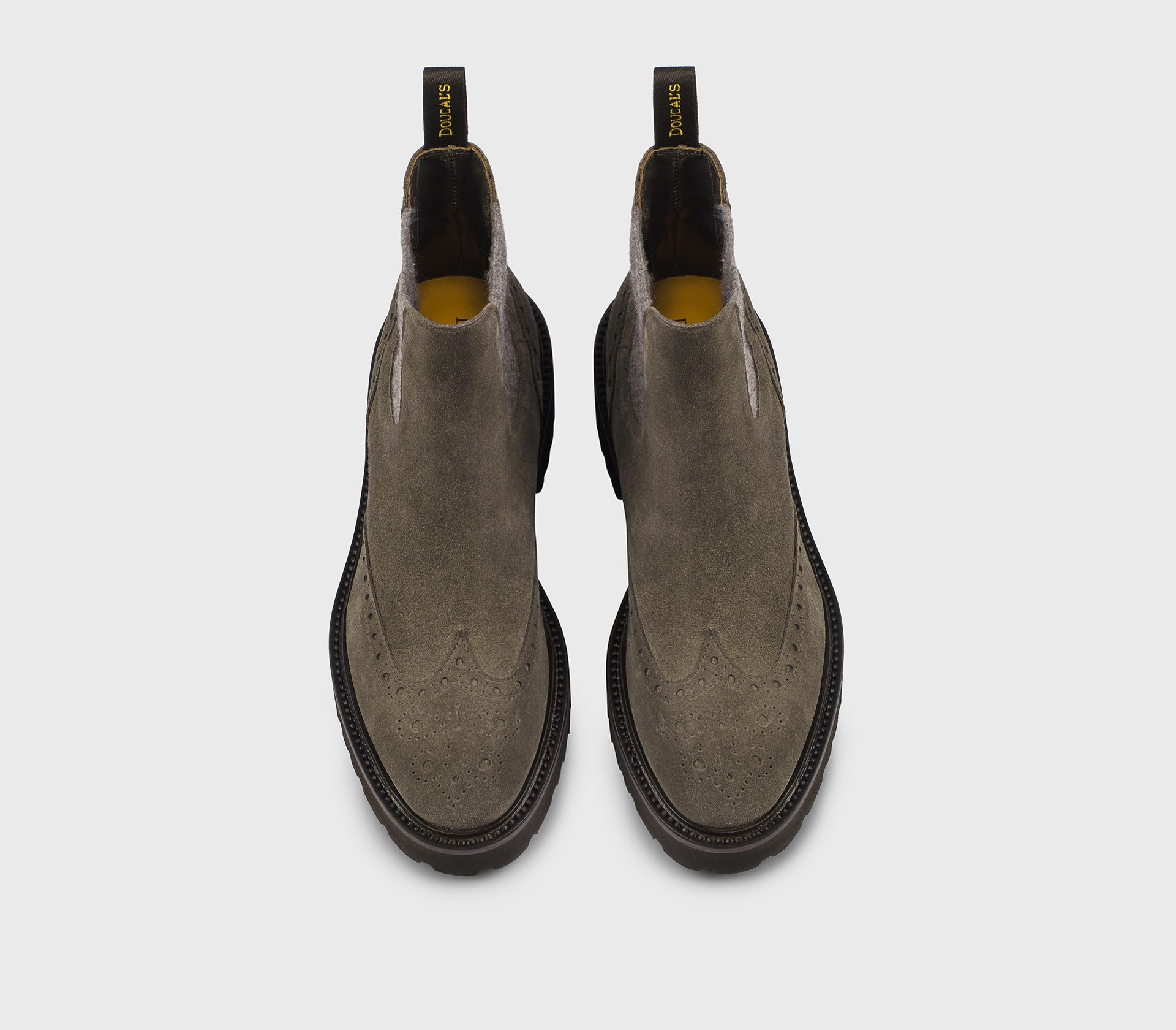 “Espresso”-coloured suede dovetail ankle boot