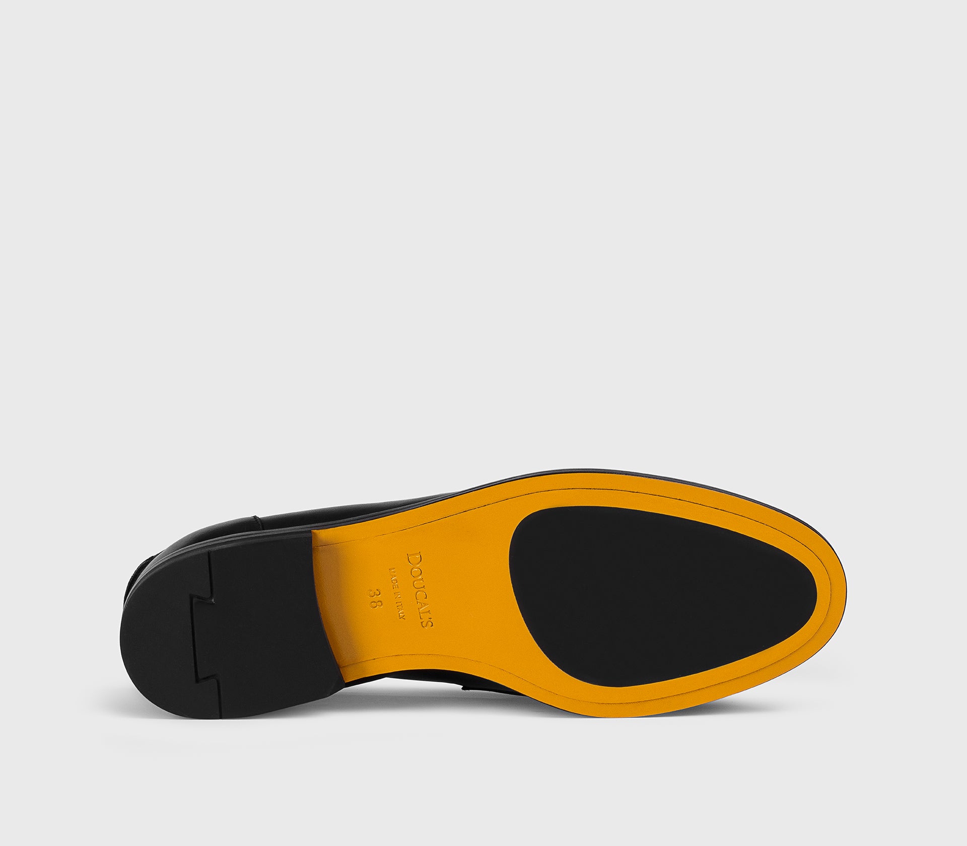 Black leather loafer with micro-studs