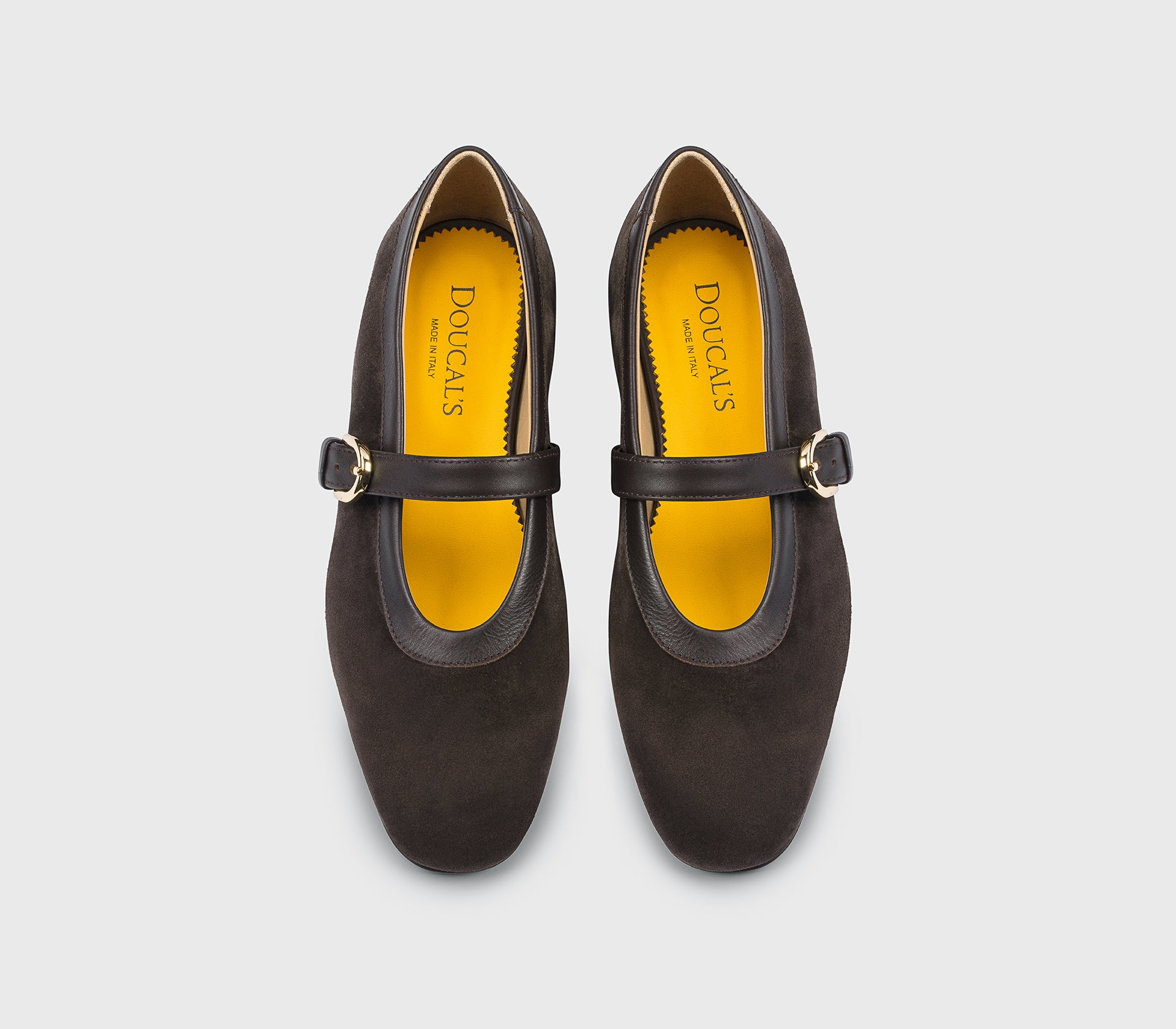 Mahogany suede ballet flat with strap