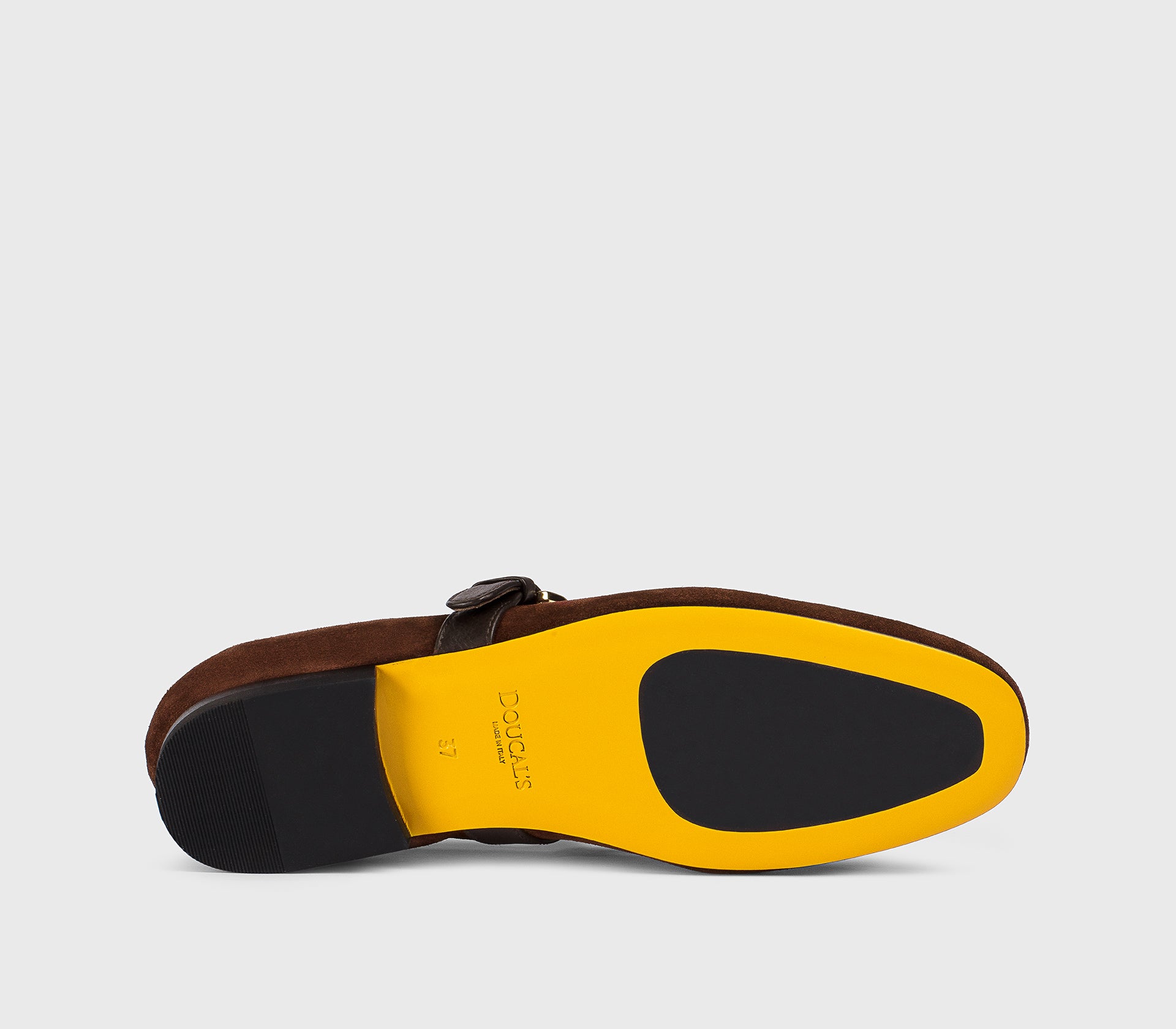 “Wood” brown suede ballet flat with strap