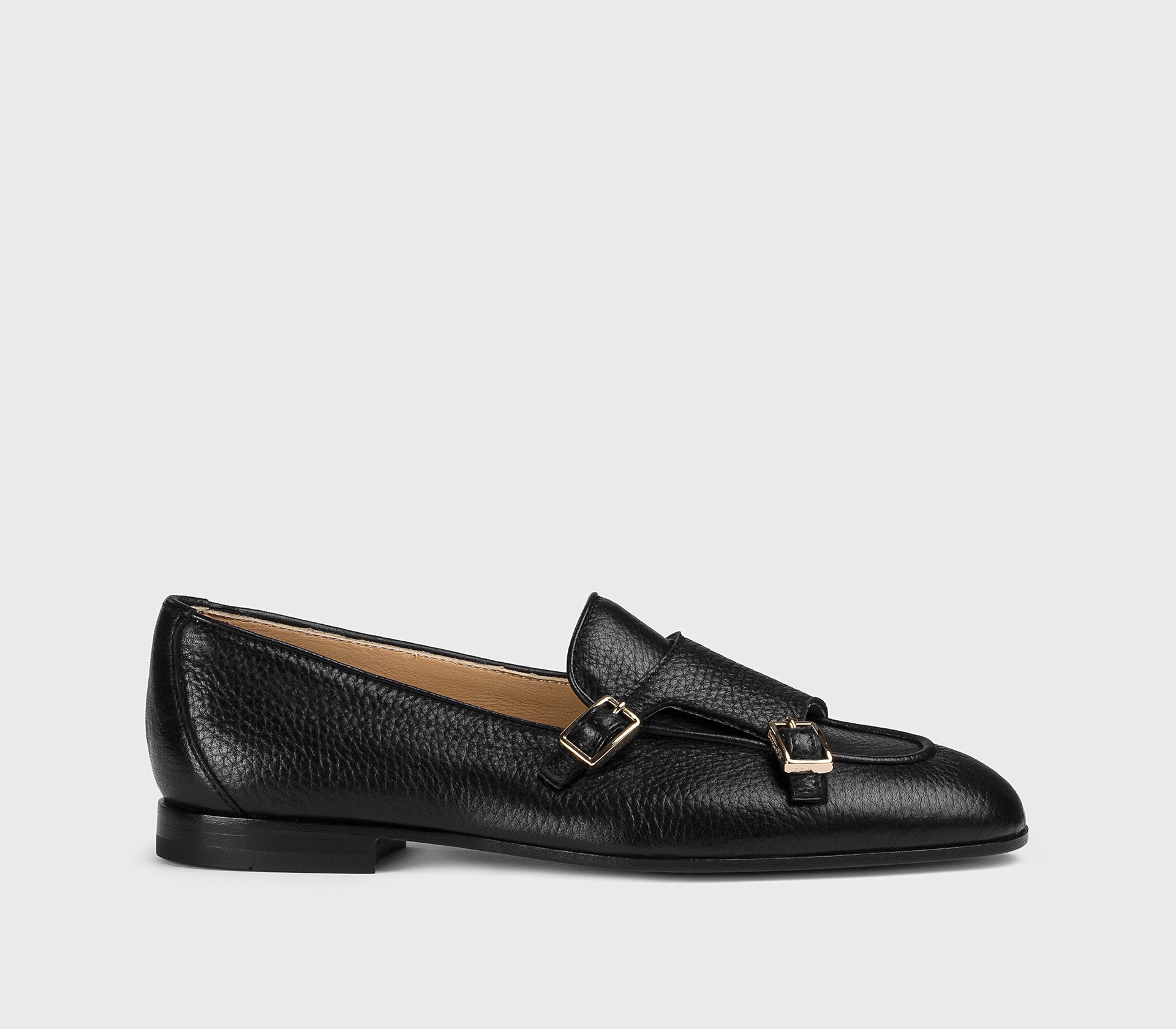 Monkstrap-Mokassin aus schwarzem Hirschleder