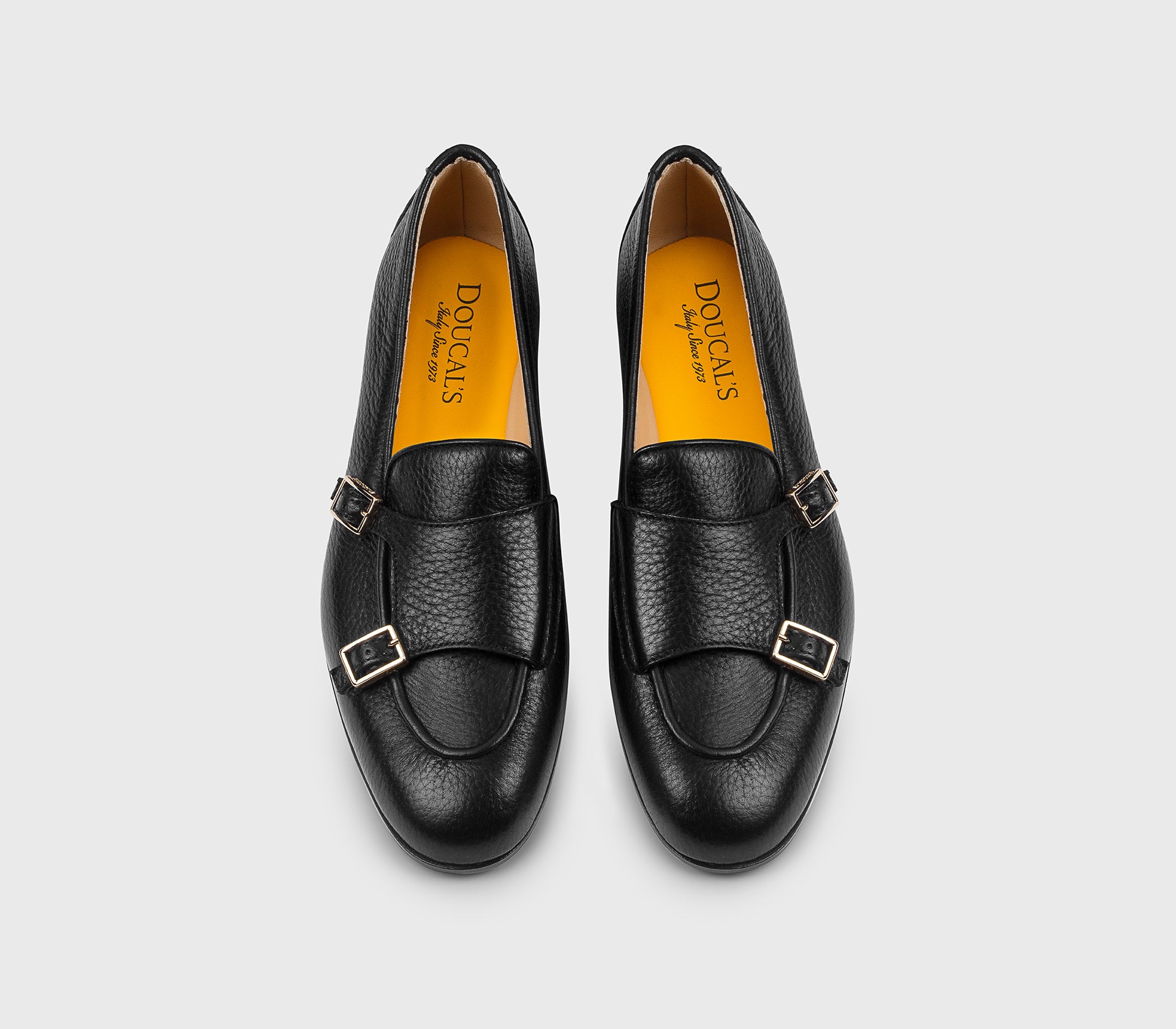 Monkstrap-Mokassin aus schwarzem Hirschleder