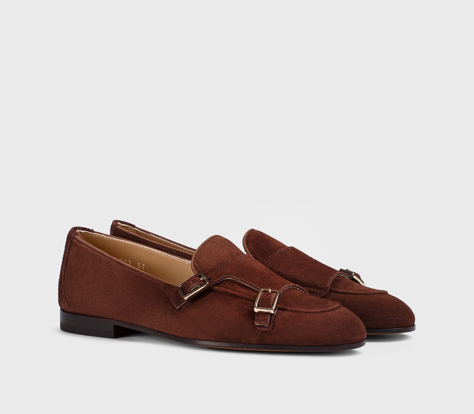 Monkstrap-Mokassin aus Veloursleder im Braunton „Wood“