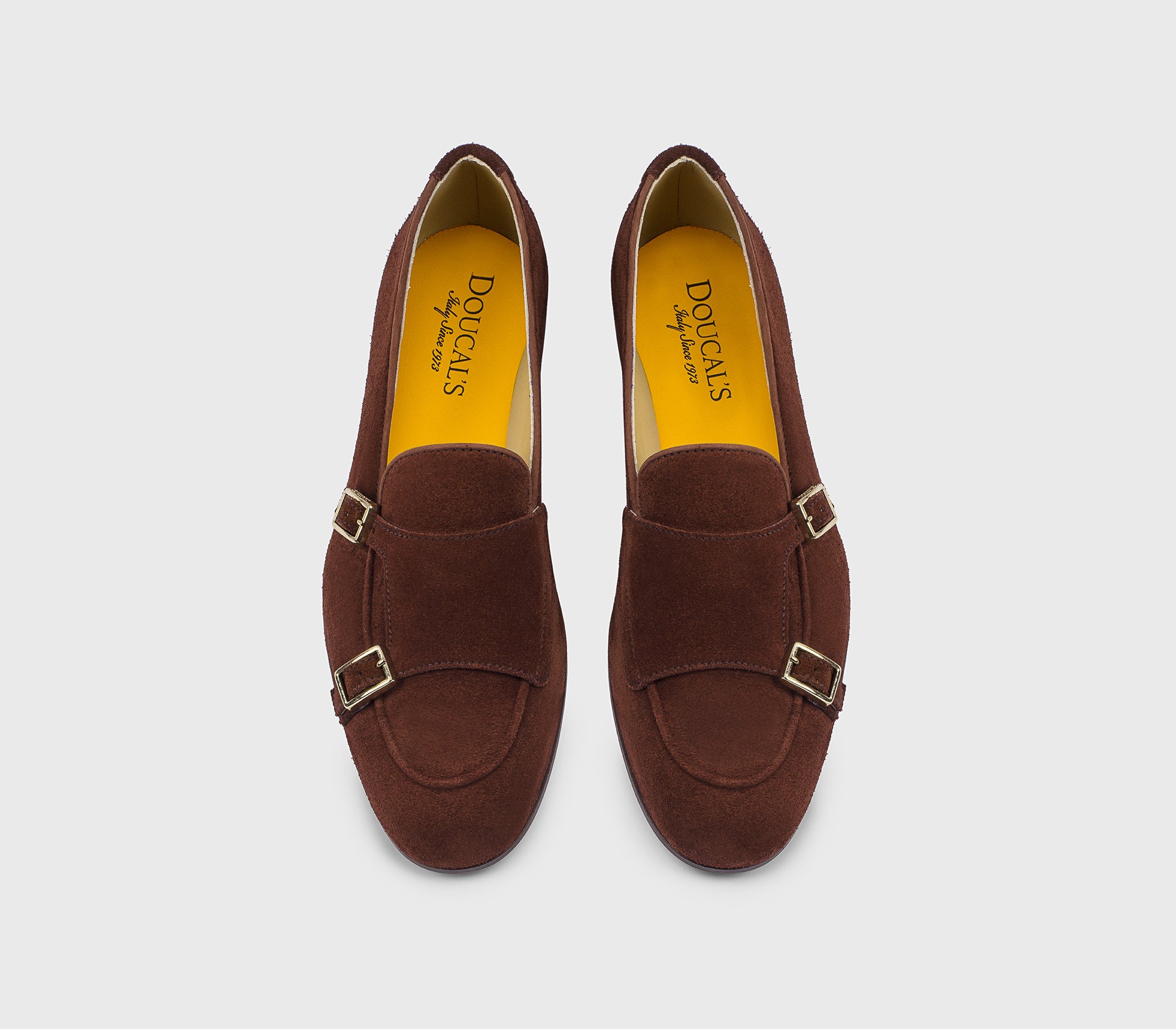 Monkstrap-Mokassin aus Veloursleder im Braunton „Wood“
