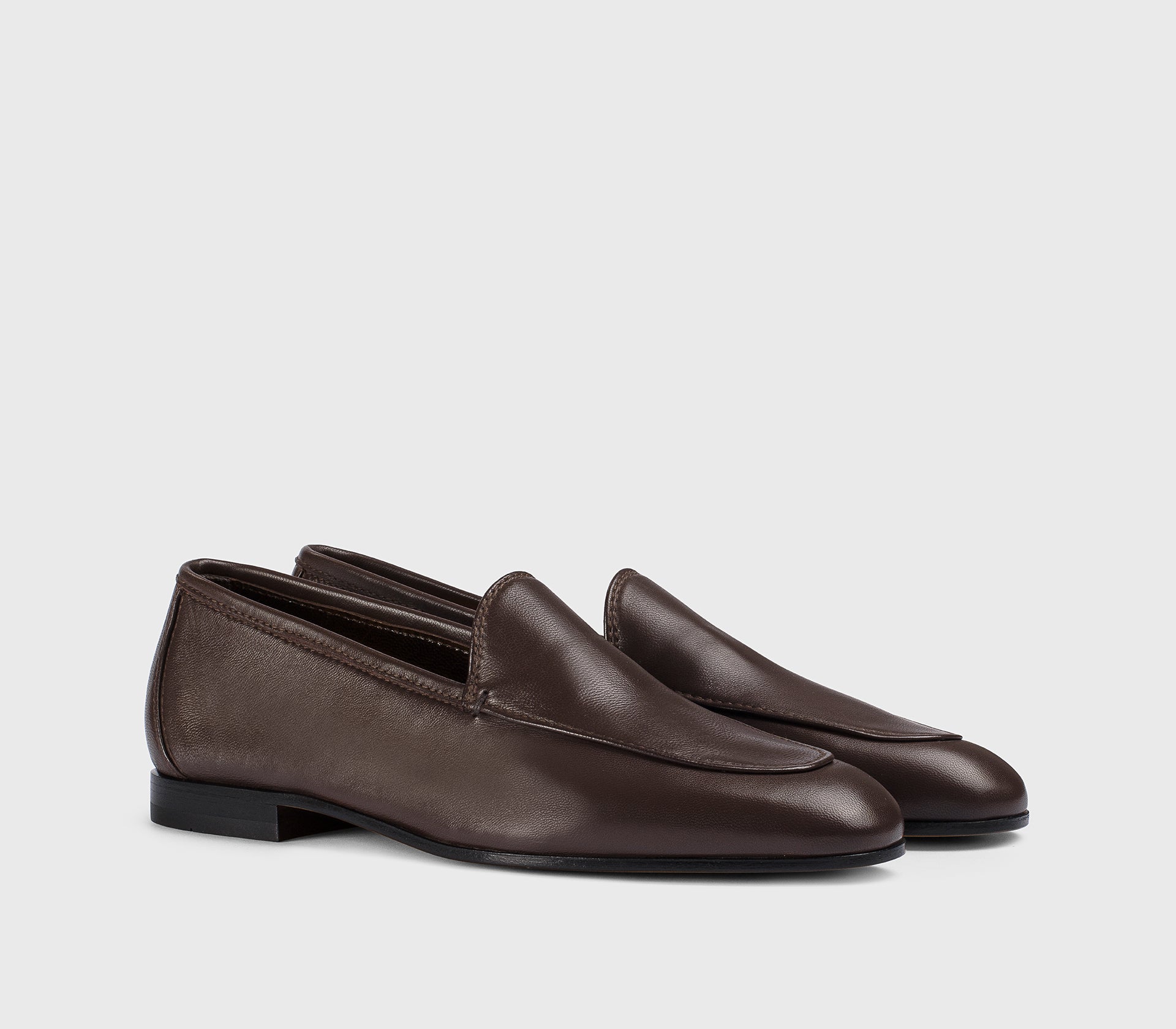 Mocassin en cuir marron café