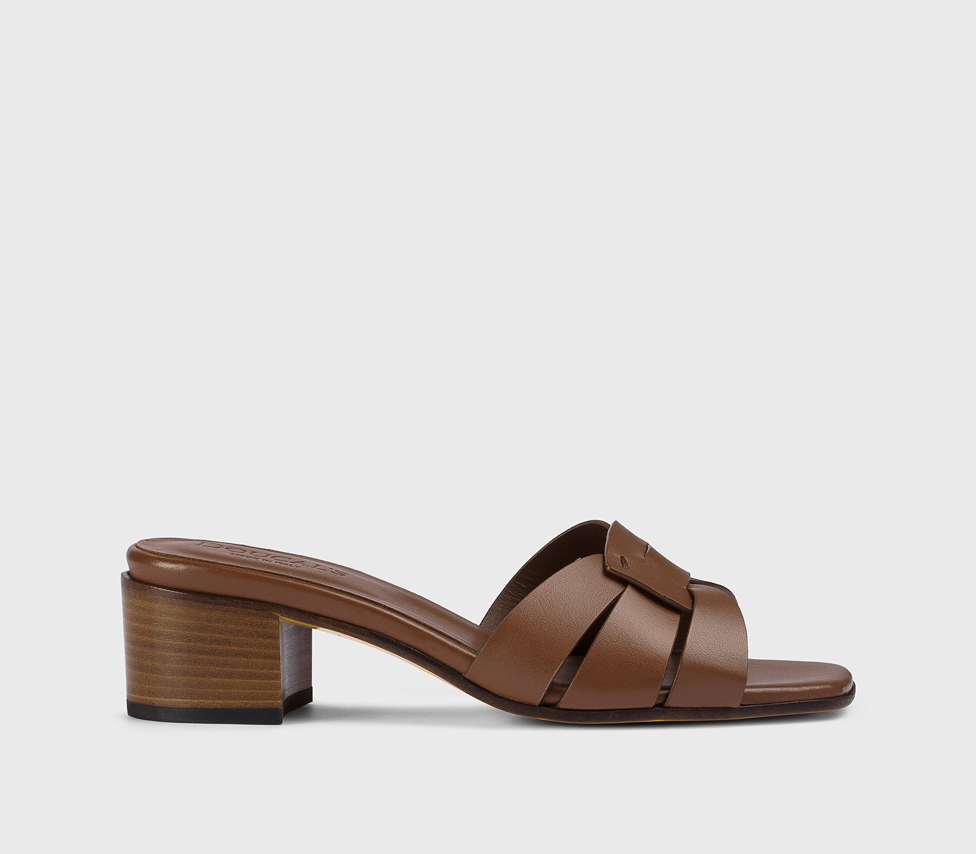 Sandal with “oak” brown leather front straps