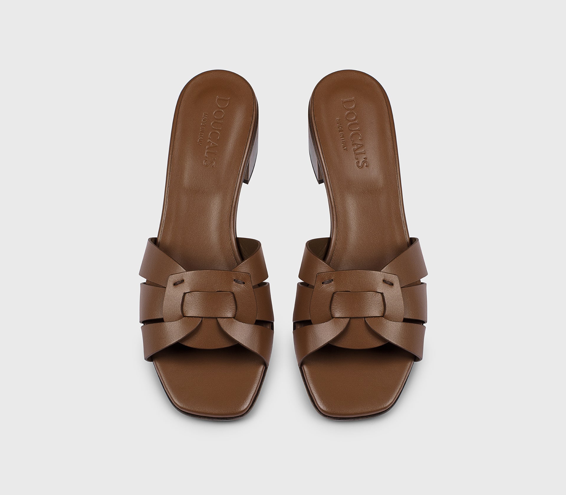 Sandal with “oak” brown leather front straps